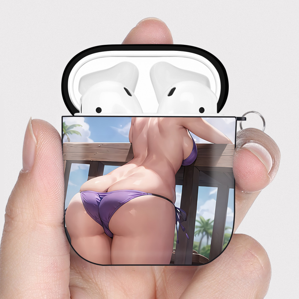 （画像用） 鬼滅の刃（きめつのやいば）蟲柱-胡蝶 しのぶ／こちょう しのぶ Kochou Shinobu AirPods 第2世代保護ケース ハードシェル ブラック 耐衝撃・防指紋・カラビナ付き
