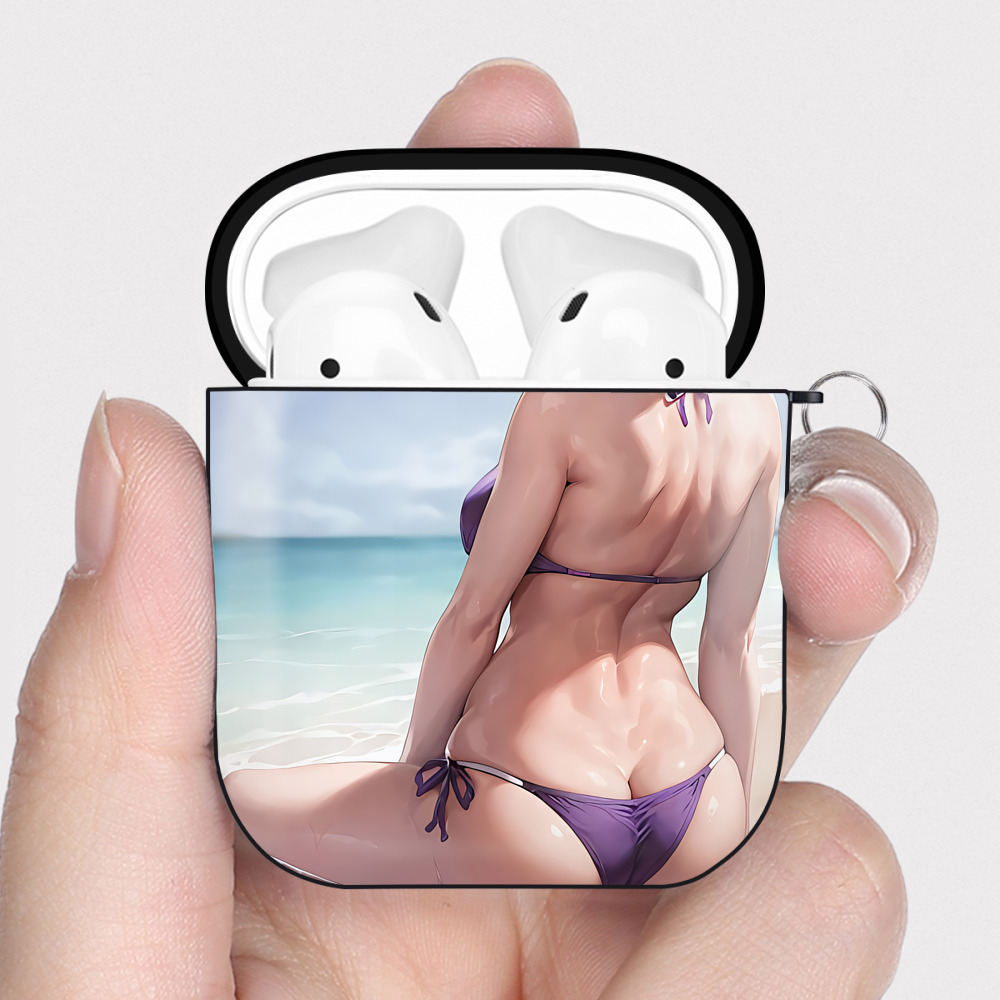 （画像用） 鬼滅の刃（きめつのやいば）蟲柱-胡蝶 しのぶ／こちょう しのぶ Kochou Shinobu AirPods 第2世代保護ケース ハードシェル ブラック 耐衝撃・防指紋・カラビナ付き