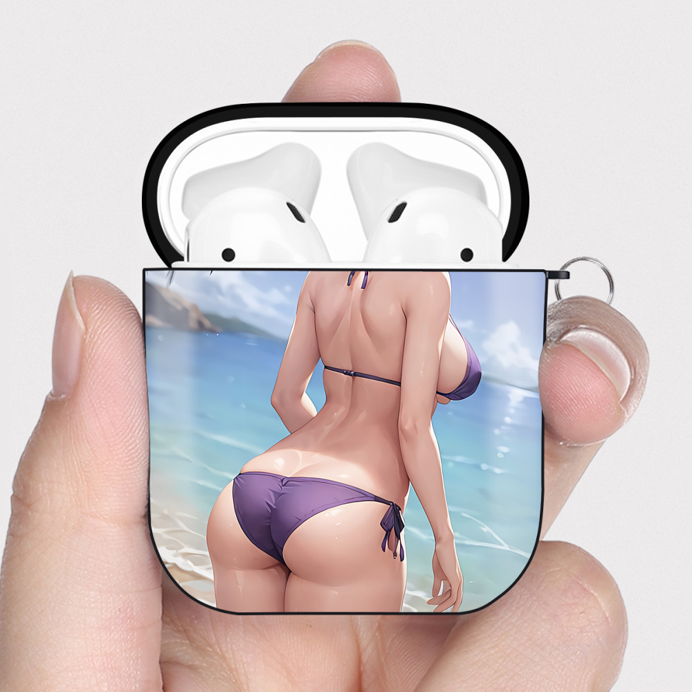 （画像用） 鬼滅の刃（きめつのやいば）蟲柱-胡蝶 しのぶ／こちょう しのぶ Kochou Shinobu AirPods 第2世代保護ケース ハードシェル ブラック 耐衝撃・防指紋・カラビナ付き