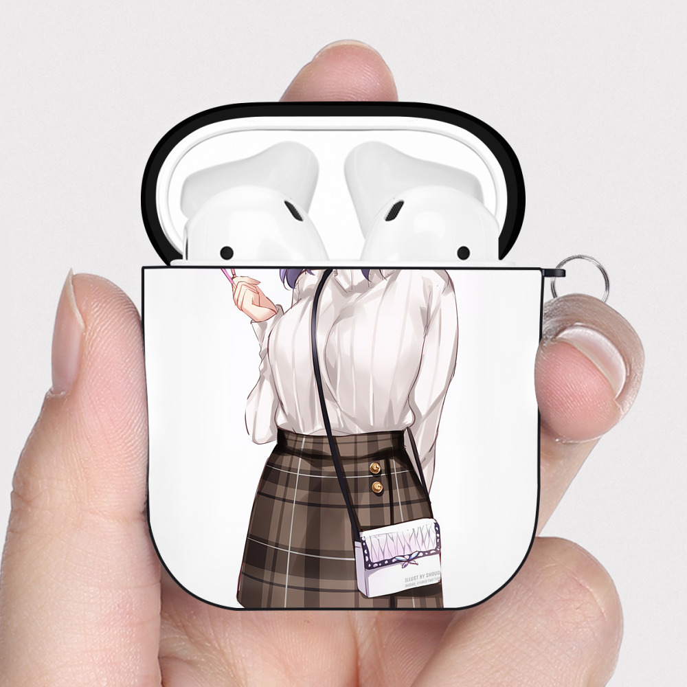 （画像用） 鬼滅の刃（きめつのやいば）蟲柱-胡蝶 しのぶ／こちょう しのぶ Kochou Shinobu AirPods 第2世代保護ケース ハードシェル ブラック 耐衝撃・防指紋・カラビナ付き