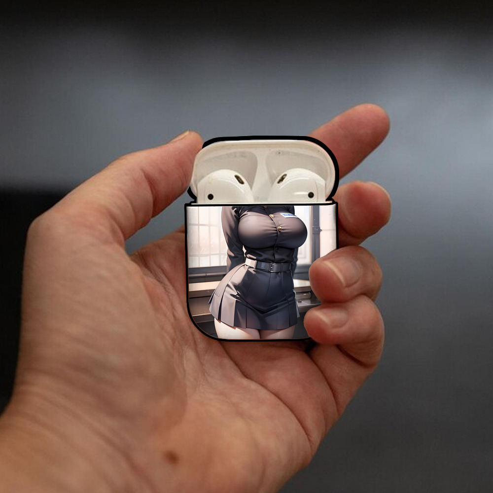鬼滅の刃（きめつのやいば）蟲柱-胡蝶 しのぶ／こちょう しのぶ Kochou Shinobu AirPods 第2世代保護ケース ハードシェル ブラック 耐衝撃・防指紋・カラビナ付き