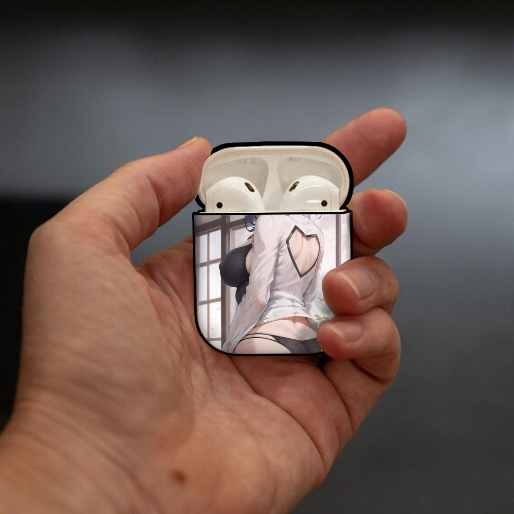 鬼滅の刃（きめつのやいば）蟲柱-胡蝶 しのぶ／こちょう しのぶ Kochou Shinobu AirPods 第2世代保護ケース ハードシェル ブラック 耐衝撃・防指紋・カラビナ付き