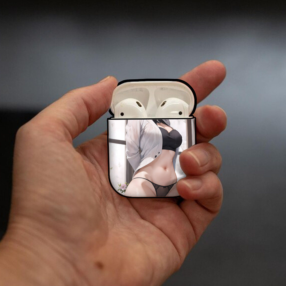 鬼滅の刃（きめつのやいば）蟲柱-胡蝶 しのぶ／こちょう しのぶ Kochou Shinobu AirPods 第2世代保護ケース ハードシェル ブラック 耐衝撃・防指紋・カラビナ付き