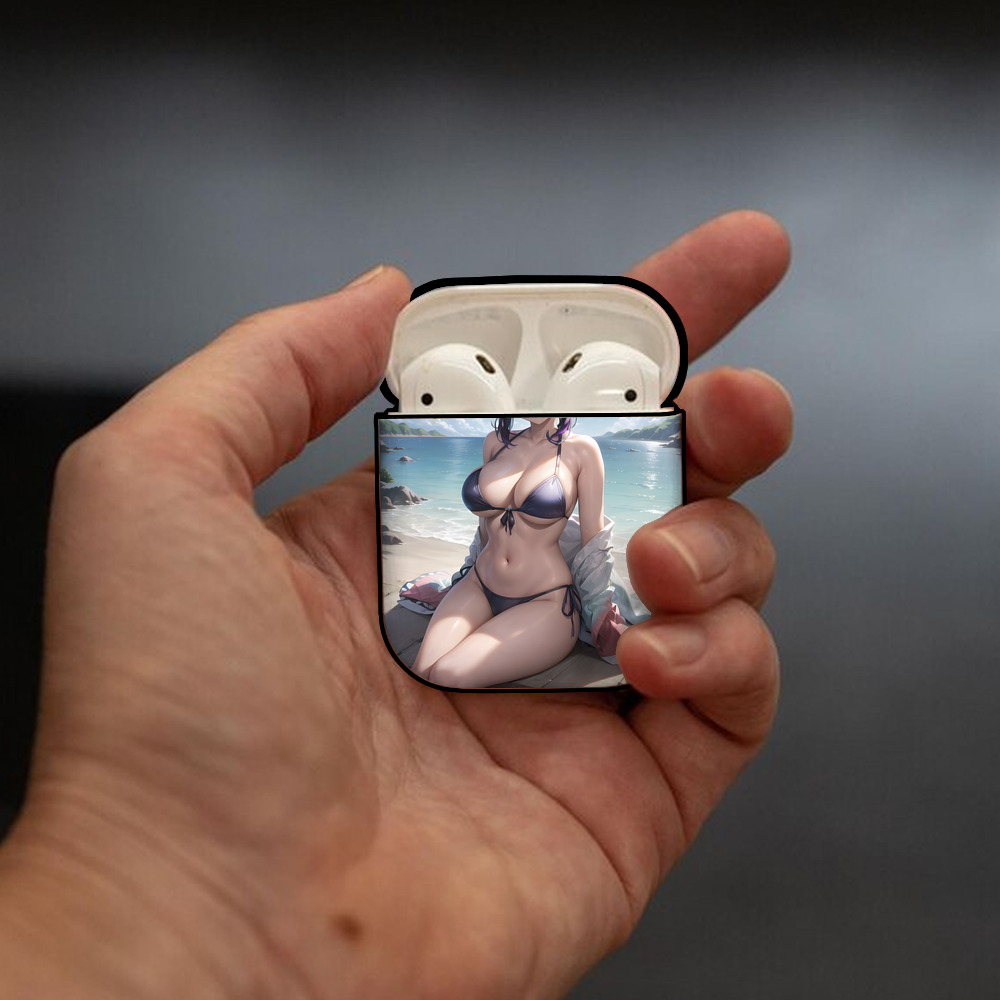 鬼滅の刃（きめつのやいば）蟲柱-胡蝶 しのぶ／こちょう しのぶ Kochou Shinobu AirPods 第2世代保護ケース ハードシェル ブラック 耐衝撃・防指紋・カラビナ付き