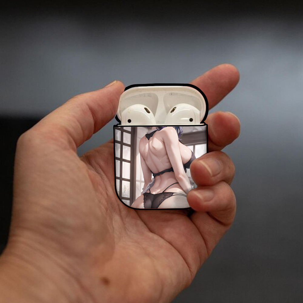 鬼滅の刃（きめつのやいば）蟲柱-胡蝶 しのぶ／こちょう しのぶ Kochou Shinobu AirPods 第2世代保護ケース ハードシェル ブラック 耐衝撃・防指紋・カラビナ付き
