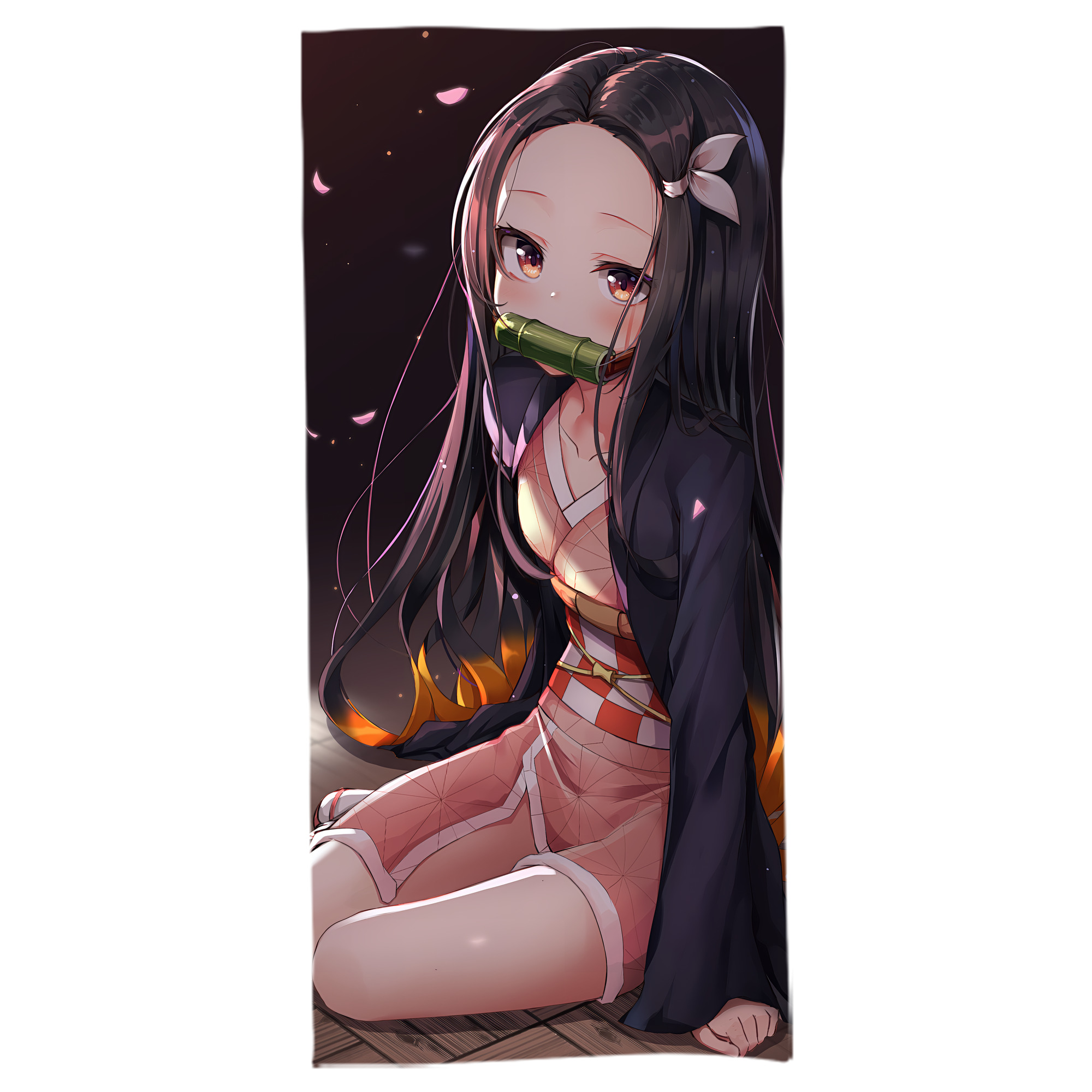 （画像用） 鬼滅の刃（きめつのやいば）竈門 禰󠄀豆子／かまど ねずこ Kamado Nezuko 大判バスタオル 70×140cm 吸水速乾 柔らかい肌触り