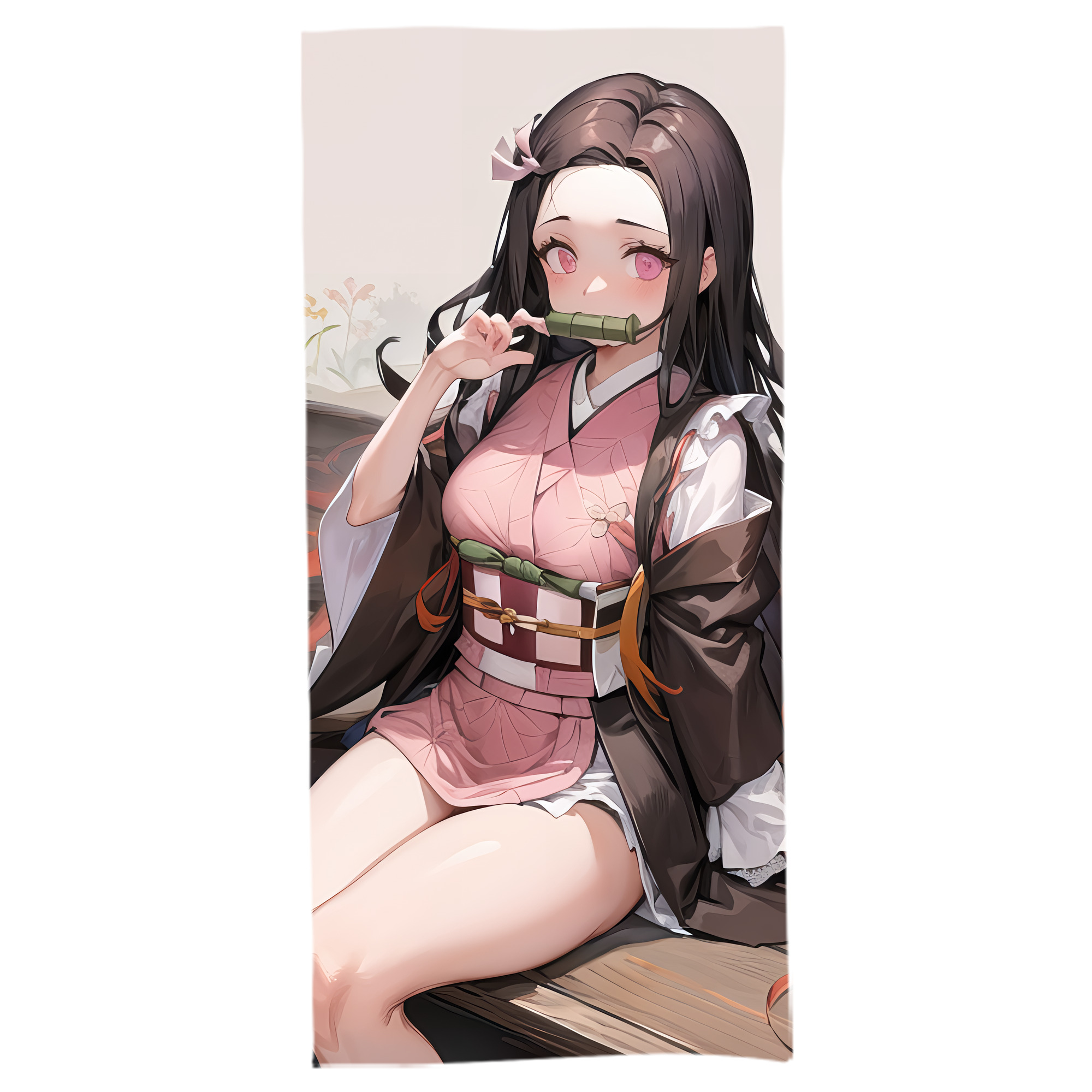 （画像用） 鬼滅の刃（きめつのやいば）竈門 禰󠄀豆子／かまど ねずこ Kamado Nezuko 大判バスタオル 70×140cm 吸水速乾 柔らかい肌触り