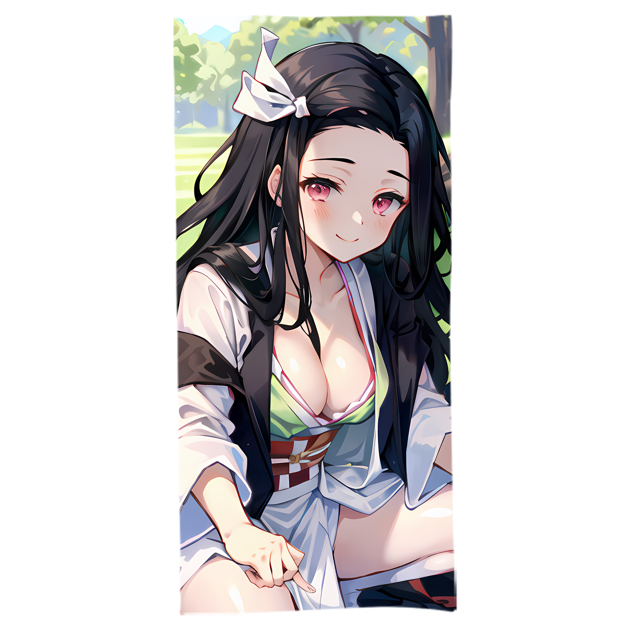 （画像用） 鬼滅の刃（きめつのやいば）竈門 禰󠄀豆子／かまど ねずこ Kamado Nezuko 大判バスタオル 70×140cm 吸水速乾 柔らかい肌触り