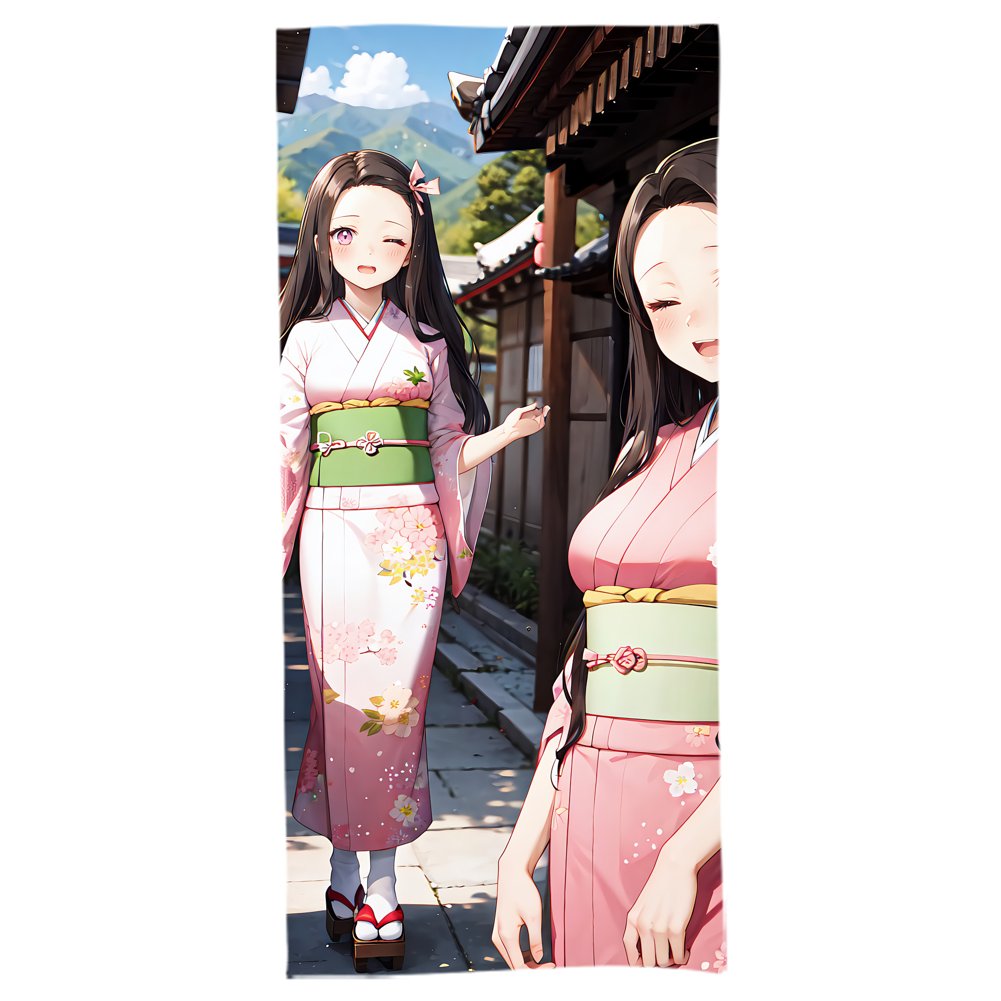 （画像用） 鬼滅の刃（きめつのやいば）竈門 禰󠄀豆子／かまど ねずこ Kamado Nezuko 大判バスタオル 70×140cm 吸水速乾 柔らかい肌触り