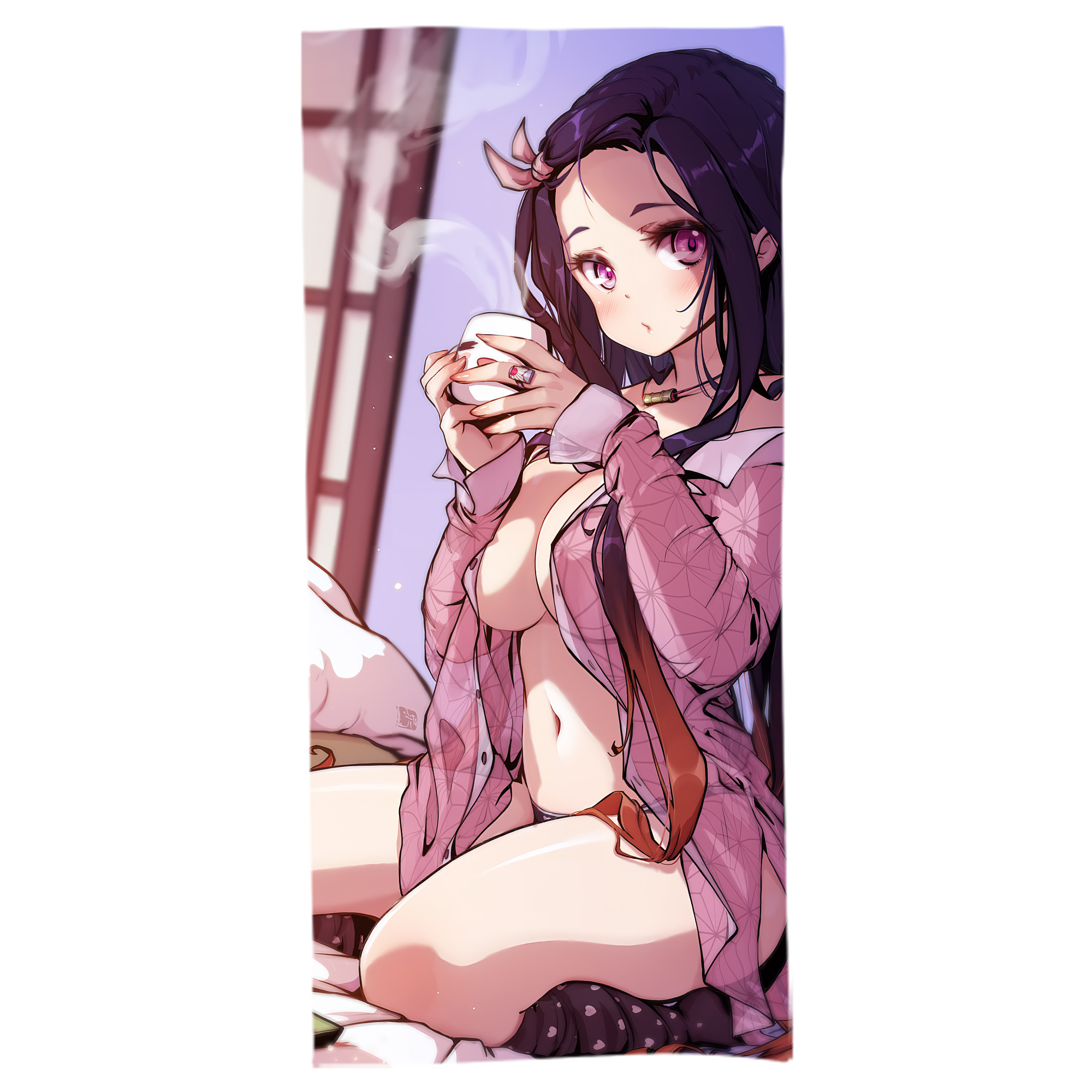 （画像用） 鬼滅の刃（きめつのやいば）竈門 禰󠄀豆子／かまど ねずこ Kamado Nezuko 大判バスタオル 70×140cm 吸水速乾 柔らかい肌触り