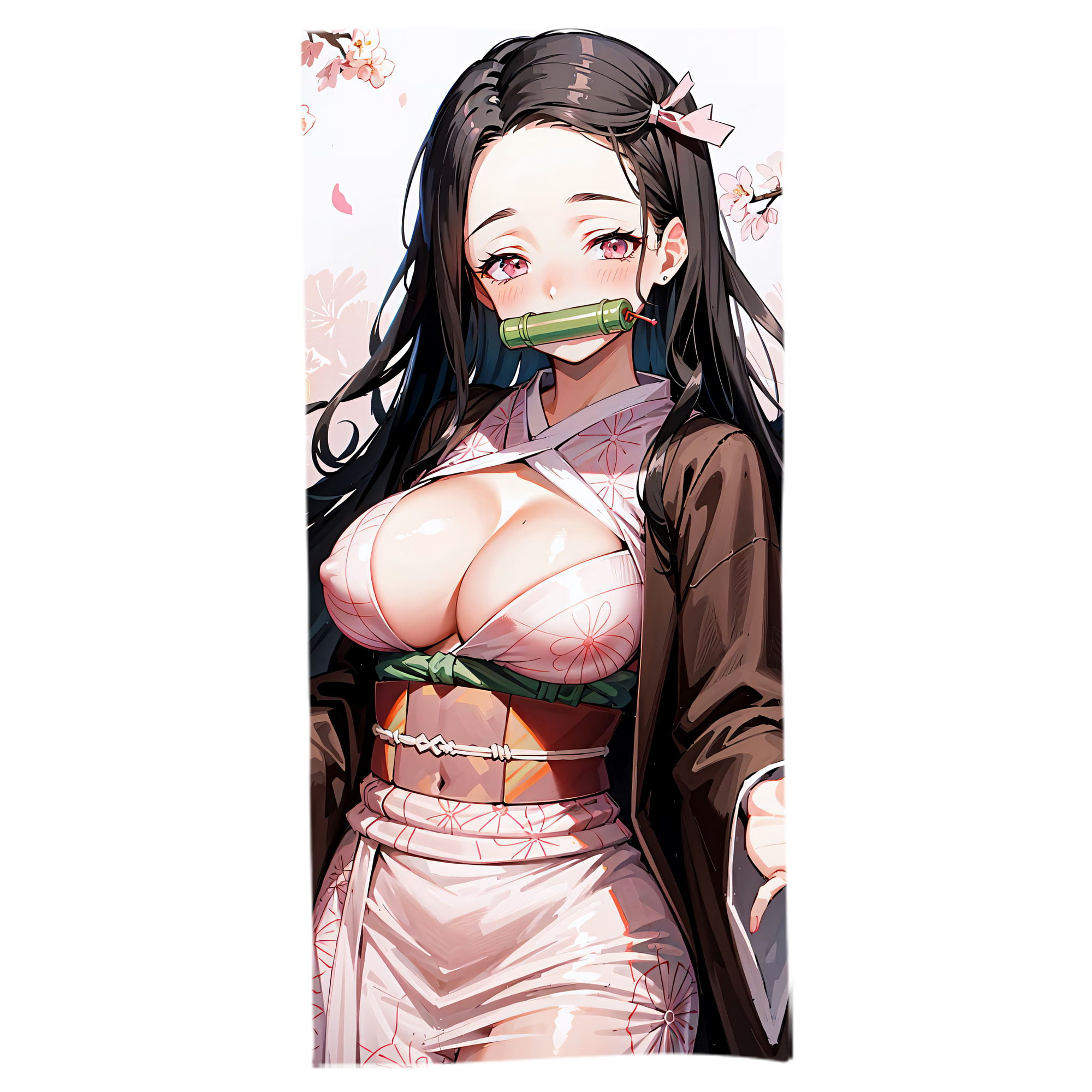 （画像用） 鬼滅の刃（きめつのやいば）竈門 禰󠄀豆子／かまど ねずこ Kamado Nezuko 大判バスタオル 70×140cm 吸水速乾 柔らかい肌触り