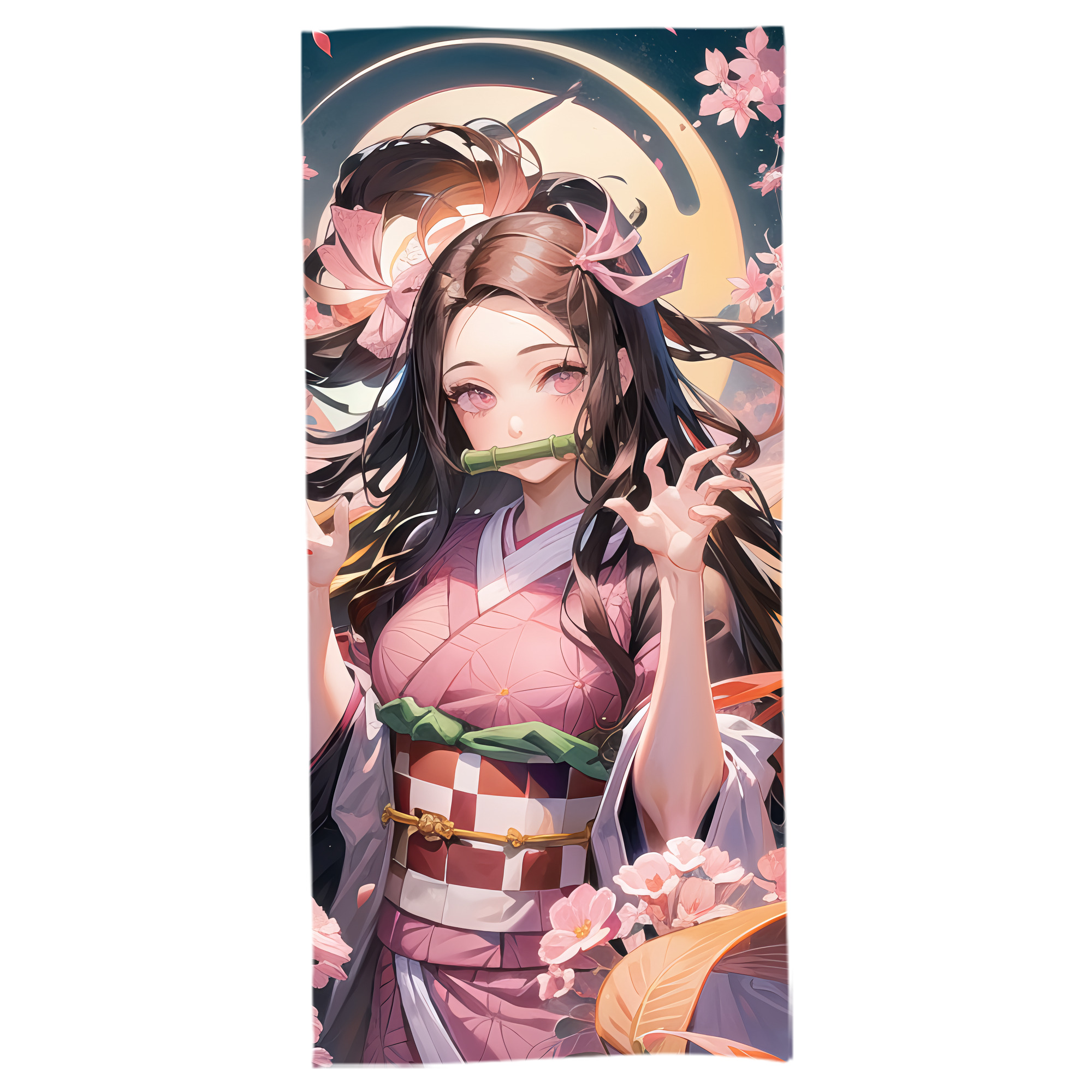 （画像用） 鬼滅の刃（きめつのやいば）竈門 禰󠄀豆子／かまど ねずこ Kamado Nezuko 大判バスタオル 70×140cm 吸水速乾 柔らかい肌触り