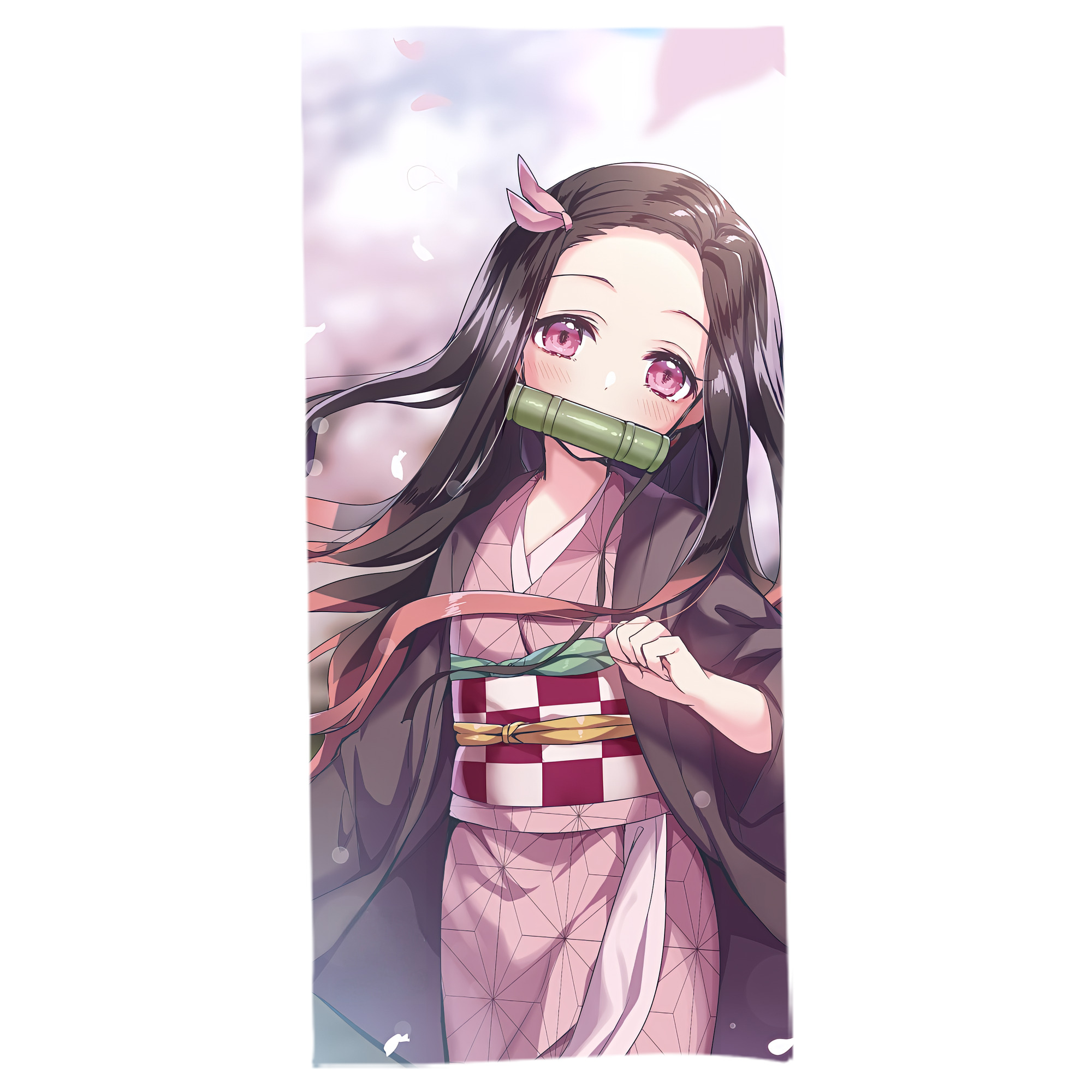 （画像用） 鬼滅の刃（きめつのやいば）竈門 禰󠄀豆子／かまど ねずこ Kamado Nezuko 大判バスタオル 70×140cm 吸水速乾 柔らかい肌触り