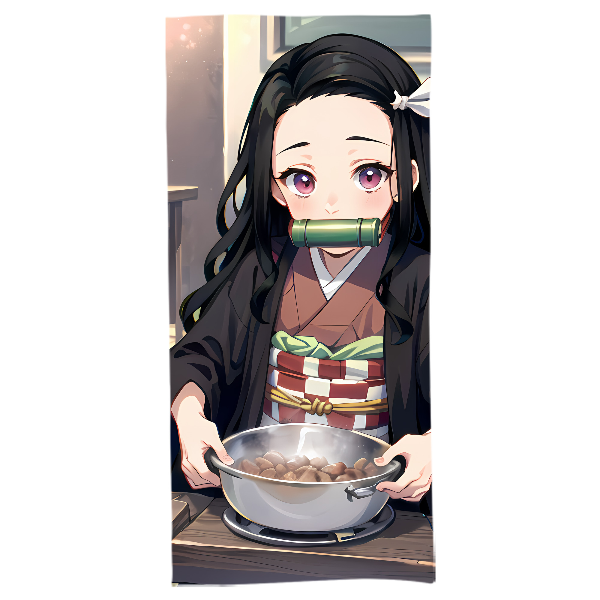 （画像用） 鬼滅の刃（きめつのやいば）竈門 禰󠄀豆子／かまど ねずこ Kamado Nezuko 大判バスタオル 70×140cm 吸水速乾 柔らかい肌触り