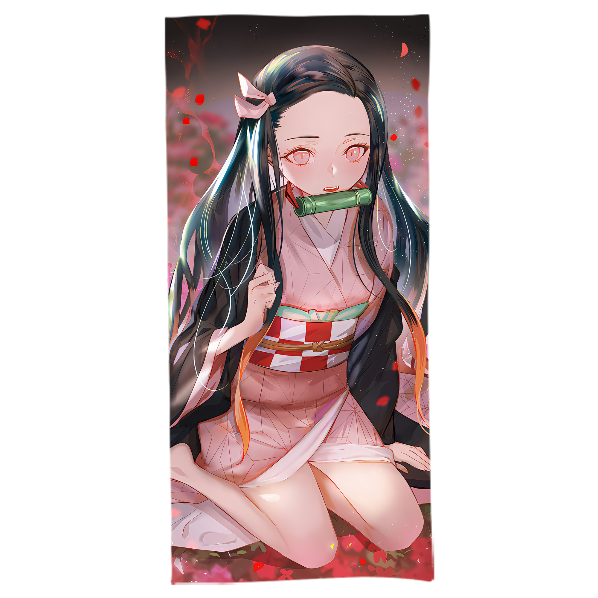 （画像用） 鬼滅の刃（きめつのやいば）竈門 禰󠄀豆子／かまど ねずこ Kamado Nezuko 大判バスタオル 70×140cm 吸水速乾 柔らかい肌触り