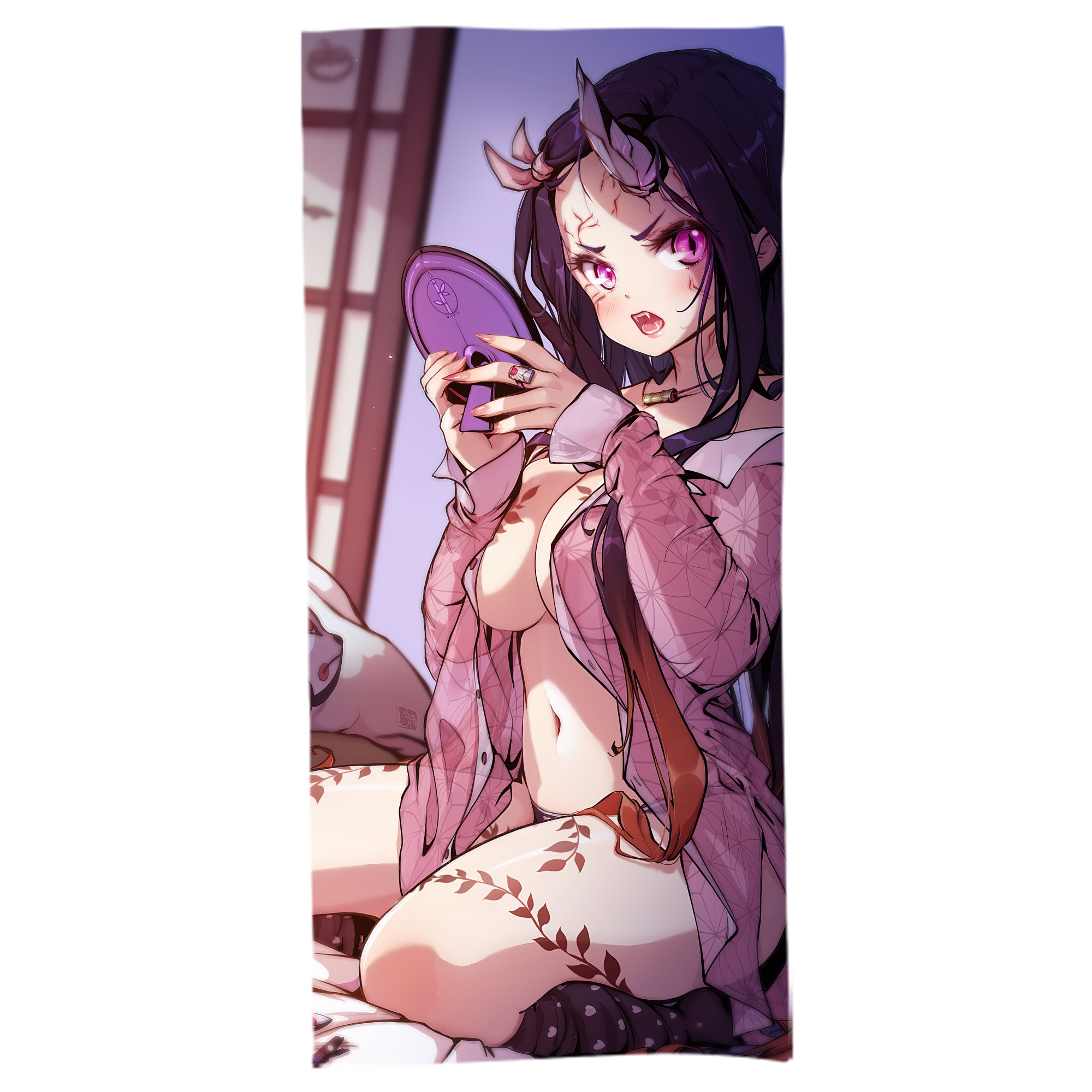 （画像用） 鬼滅の刃（きめつのやいば）竈門 禰󠄀豆子／かまど ねずこ Kamado Nezuko 大判バスタオル 70×140cm 吸水速乾 柔らかい肌触り
