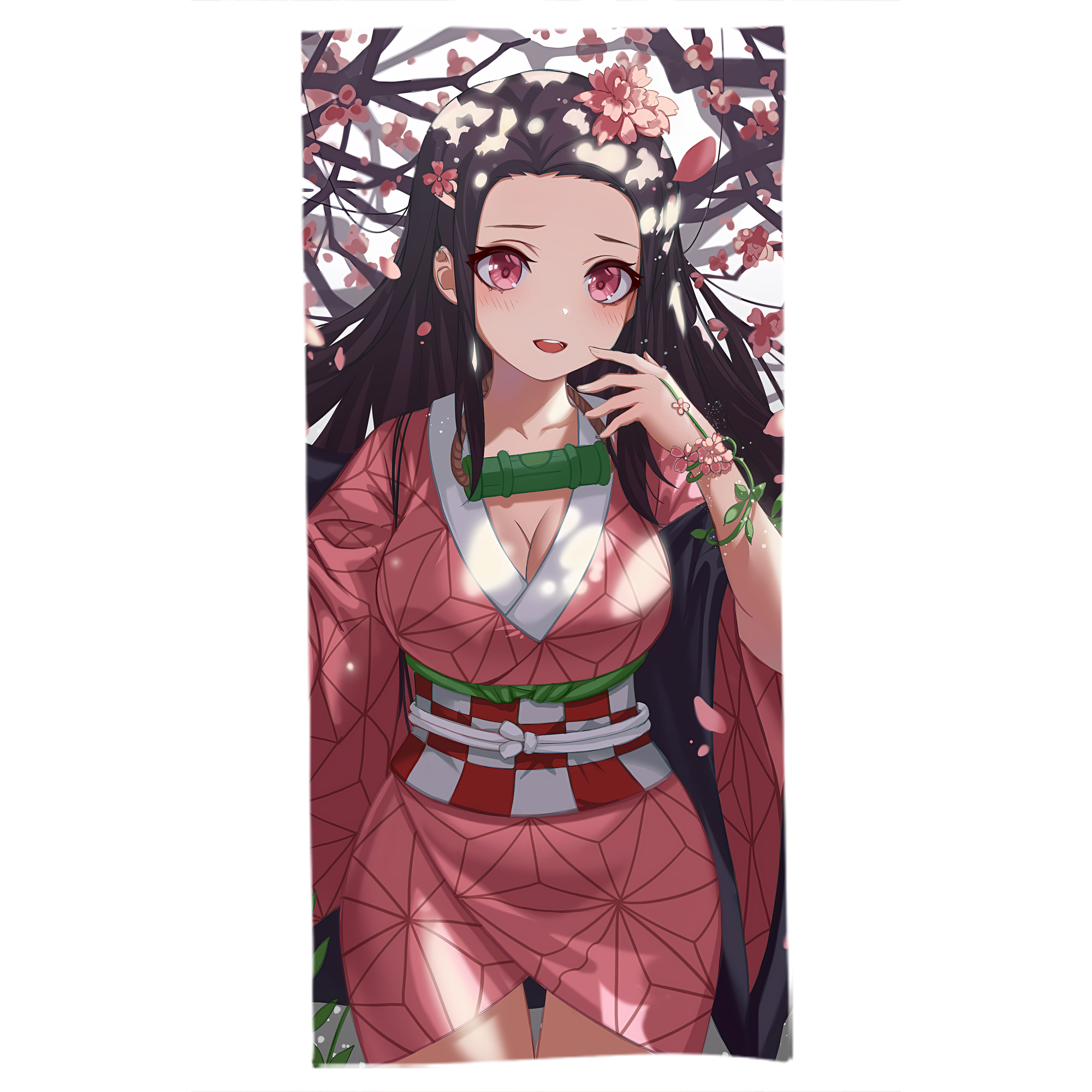 （画像用） 鬼滅の刃（きめつのやいば）竈門 禰󠄀豆子／かまど ねずこ Kamado Nezuko 大判バスタオル 70×140cm 吸水速乾 柔らかい肌触り