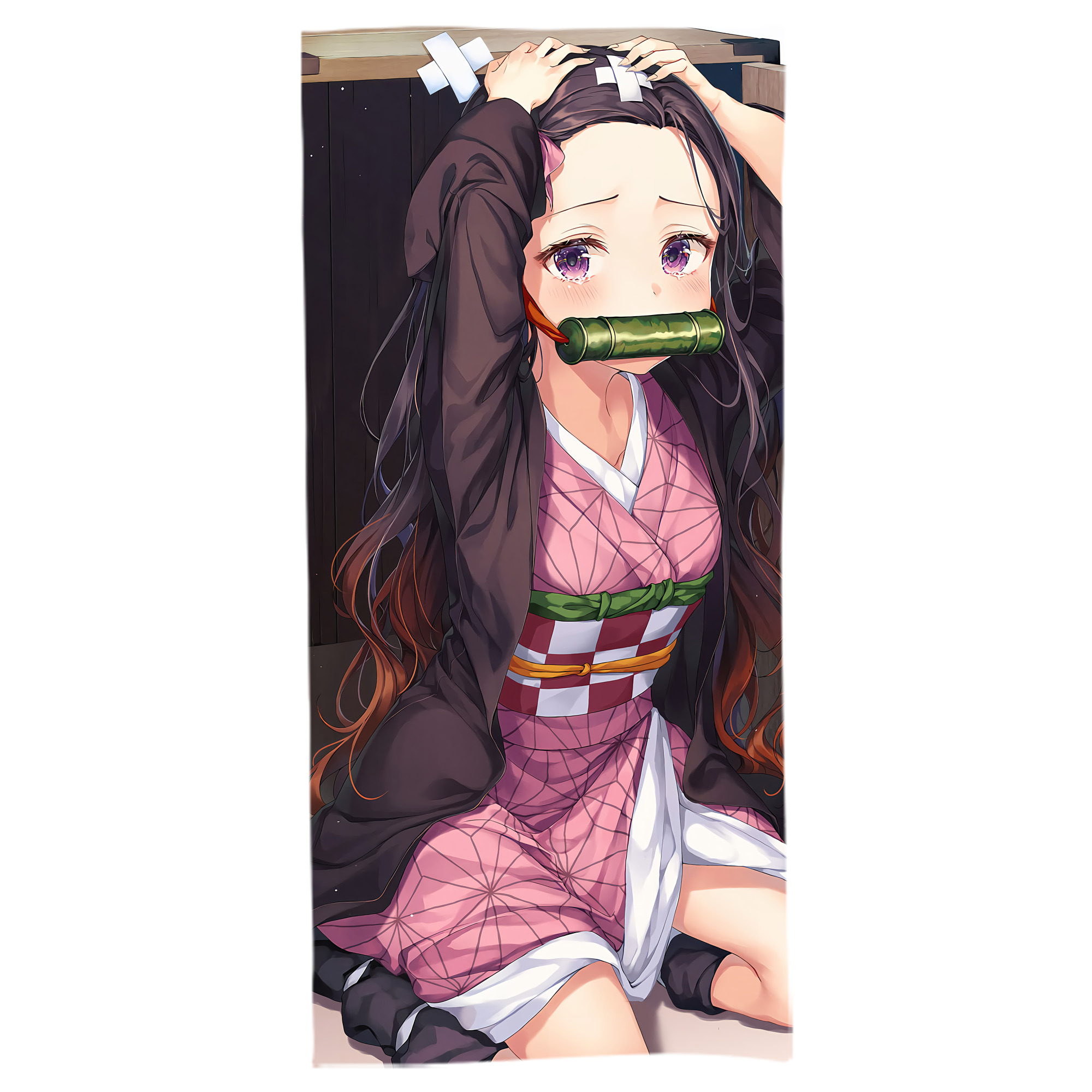 （画像用） 鬼滅の刃（きめつのやいば）竈門 禰󠄀豆子／かまど ねずこ Kamado Nezuko 大判バスタオル 70×140cm 吸水速乾 柔らかい肌触り