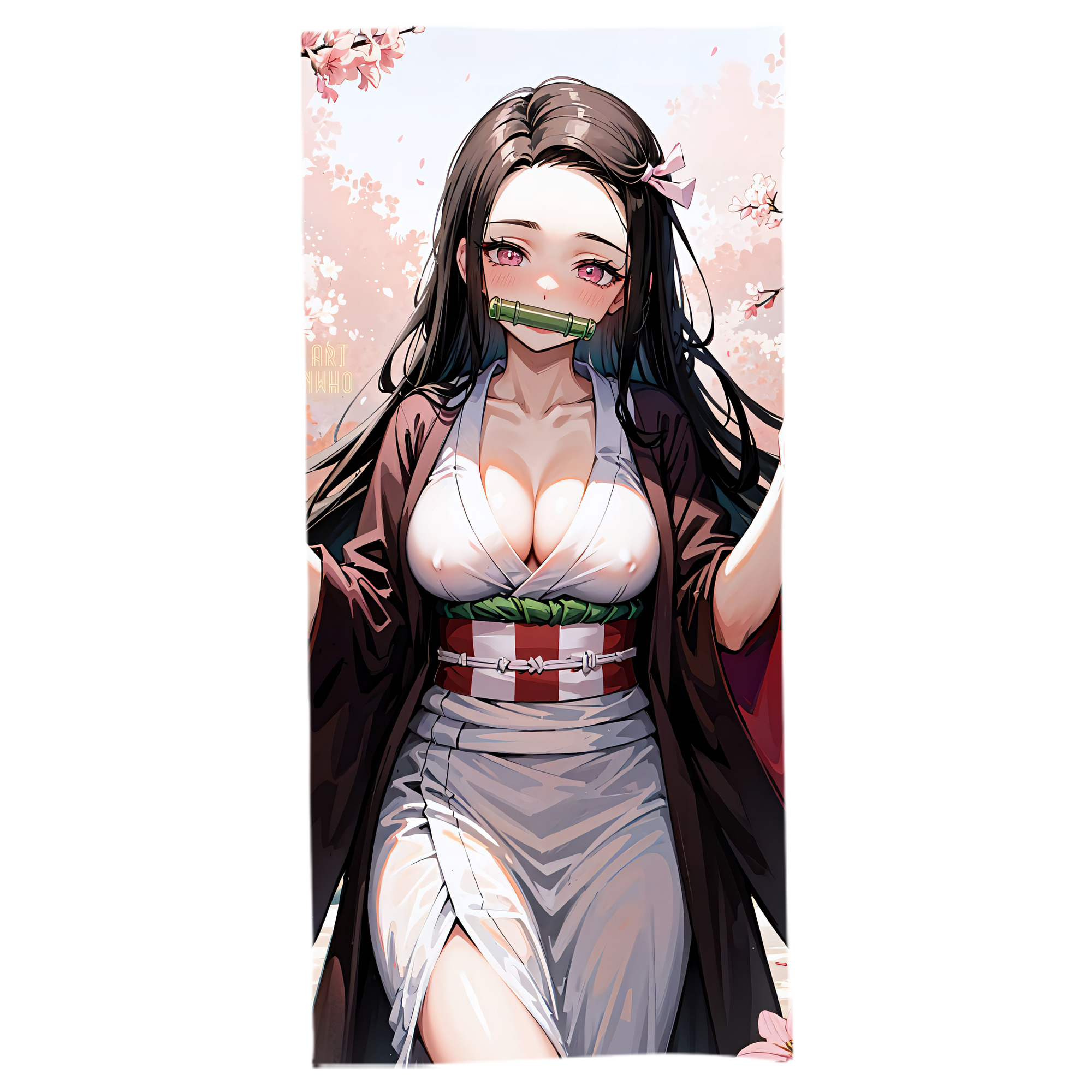 （画像用） 鬼滅の刃（きめつのやいば）竈門 禰󠄀豆子／かまど ねずこ Kamado Nezuko 大判バスタオル 70×140cm 吸水速乾 柔らかい肌触り