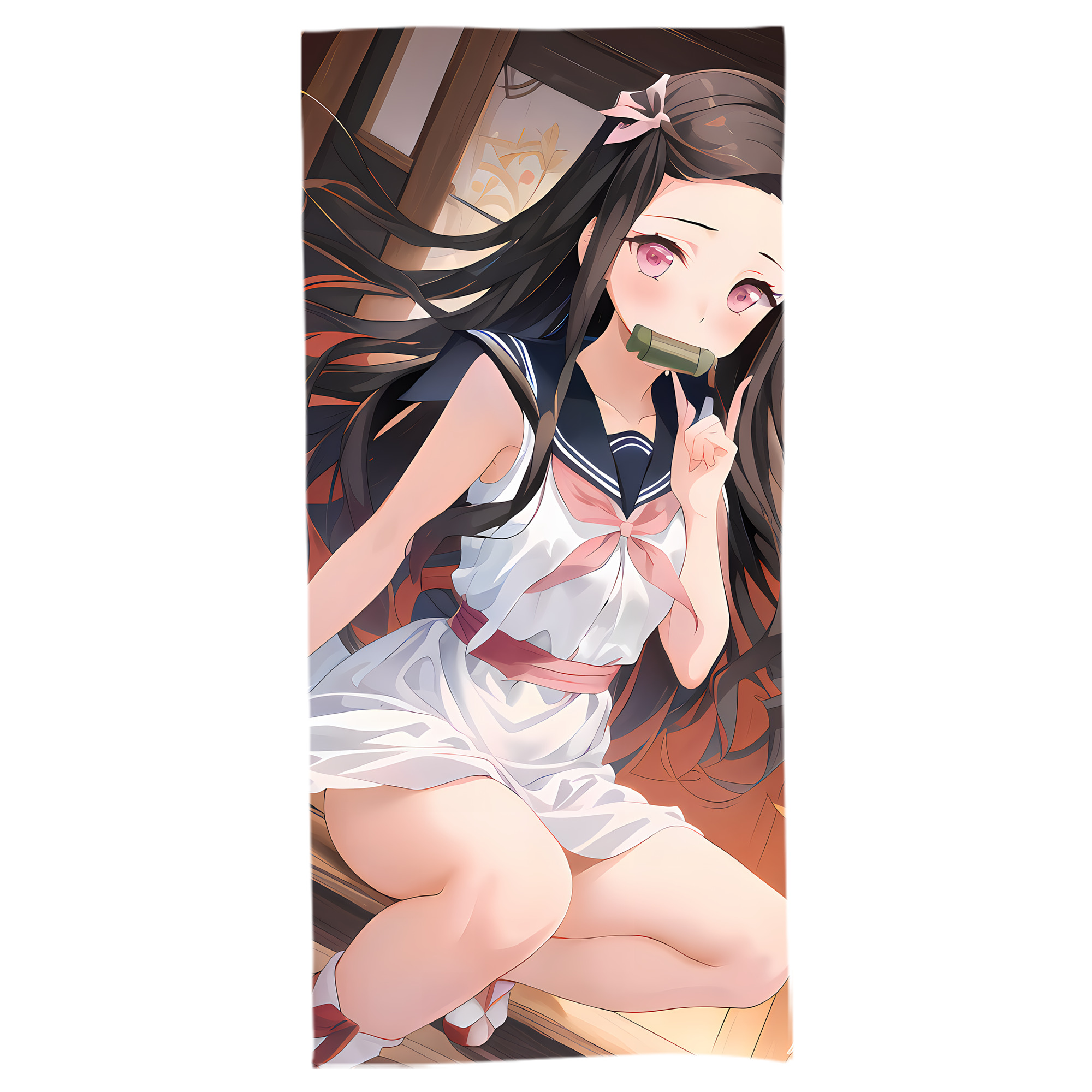 （画像用） 鬼滅の刃（きめつのやいば）竈門 禰󠄀豆子／かまど ねずこ Kamado Nezuko 大判バスタオル 70×140cm 吸水速乾 柔らかい肌触り