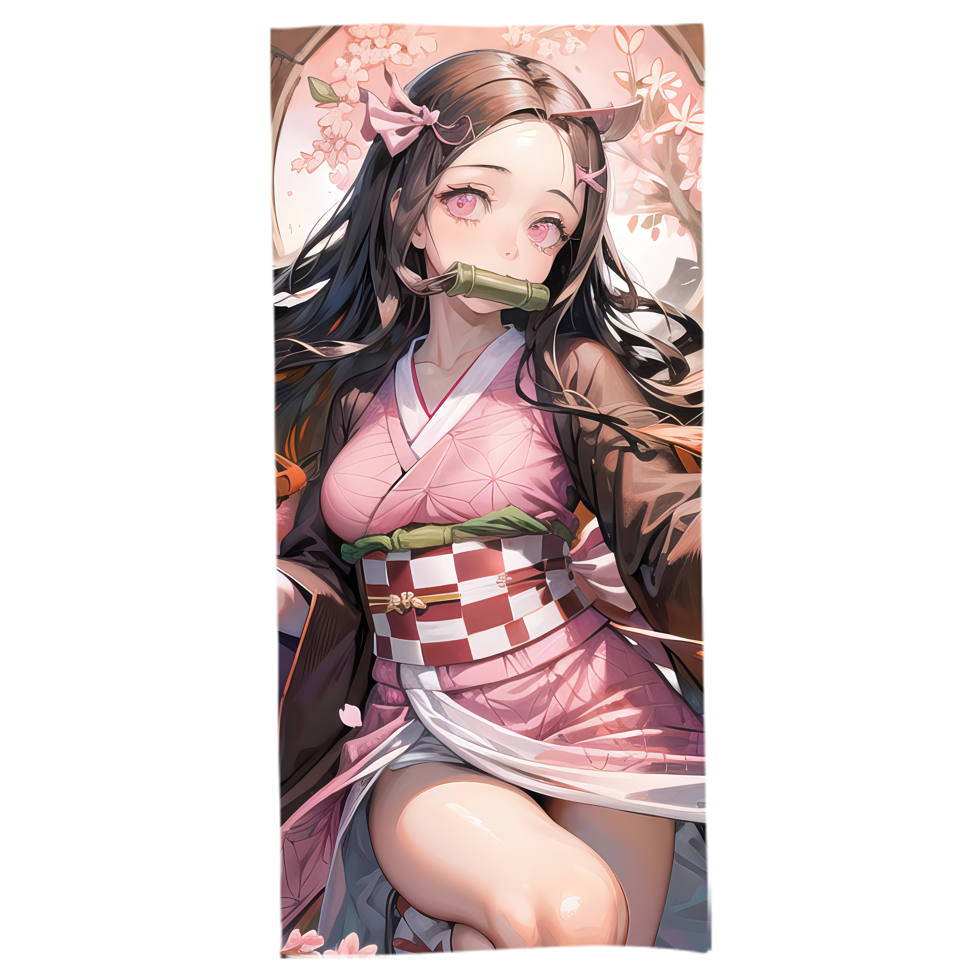 （画像用） 鬼滅の刃（きめつのやいば）竈門 禰󠄀豆子／かまど ねずこ Kamado Nezuko 大判バスタオル 70×140cm 吸水速乾 柔らかい肌触り