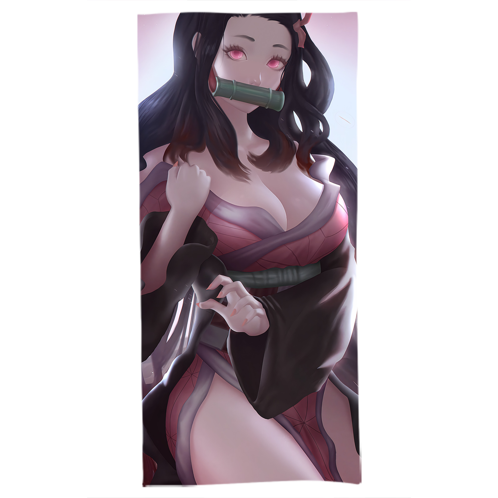 （画像用） 鬼滅の刃（きめつのやいば）竈門 禰󠄀豆子／かまど ねずこ Kamado Nezuko 大判バスタオル 70×140cm 吸水速乾 柔らかい肌触り