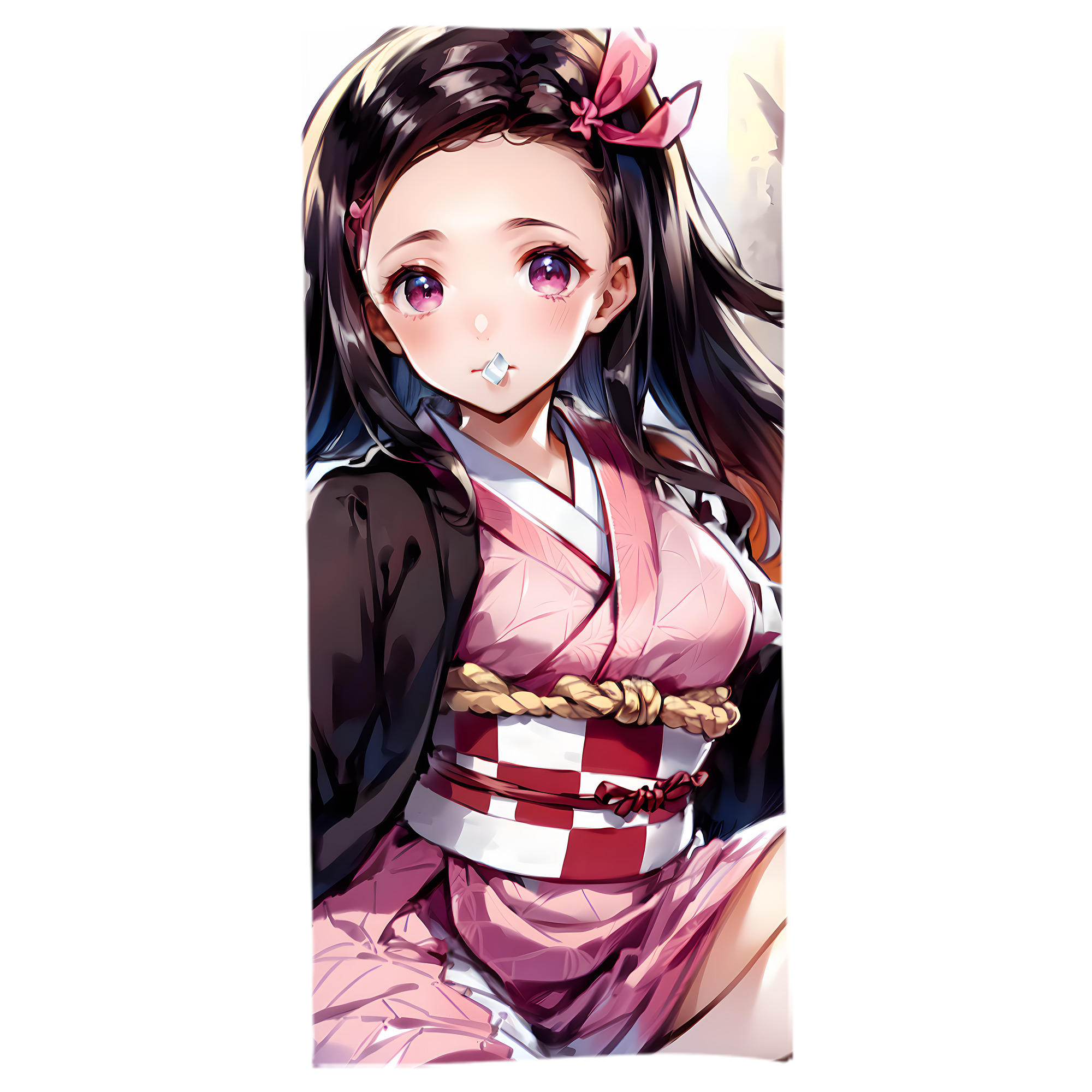 （画像用） 鬼滅の刃（きめつのやいば）竈門 禰󠄀豆子／かまど ねずこ Kamado Nezuko 大判バスタオル 70×140cm 吸水速乾 柔らかい肌触り