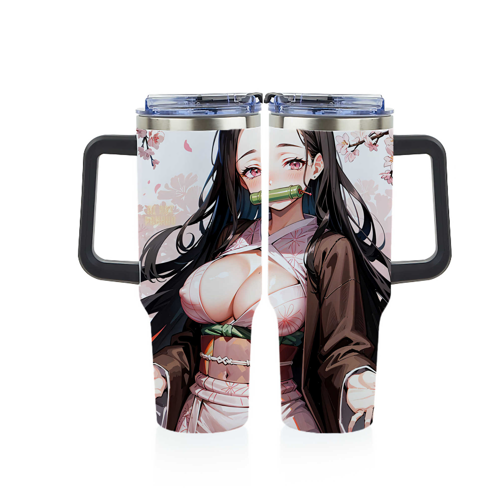 （画像用） 鬼滅の刃（きめつのやいば）竈門 禰󠄀豆子／かまど ねずこ Kamado Nezuko 1200ｍLフルプリント車用タンブラー