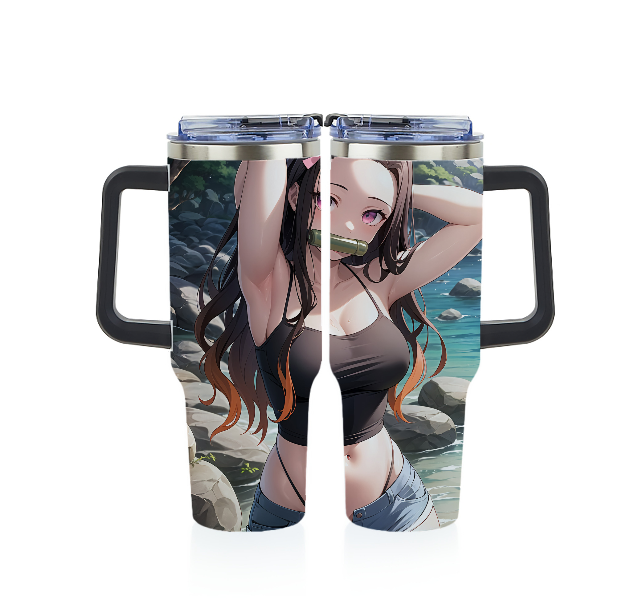 （画像用） 鬼滅の刃（きめつのやいば）竈門 禰󠄀豆子／かまど ねずこ Kamado Nezuko 1200ｍLフルプリント車用タンブラー