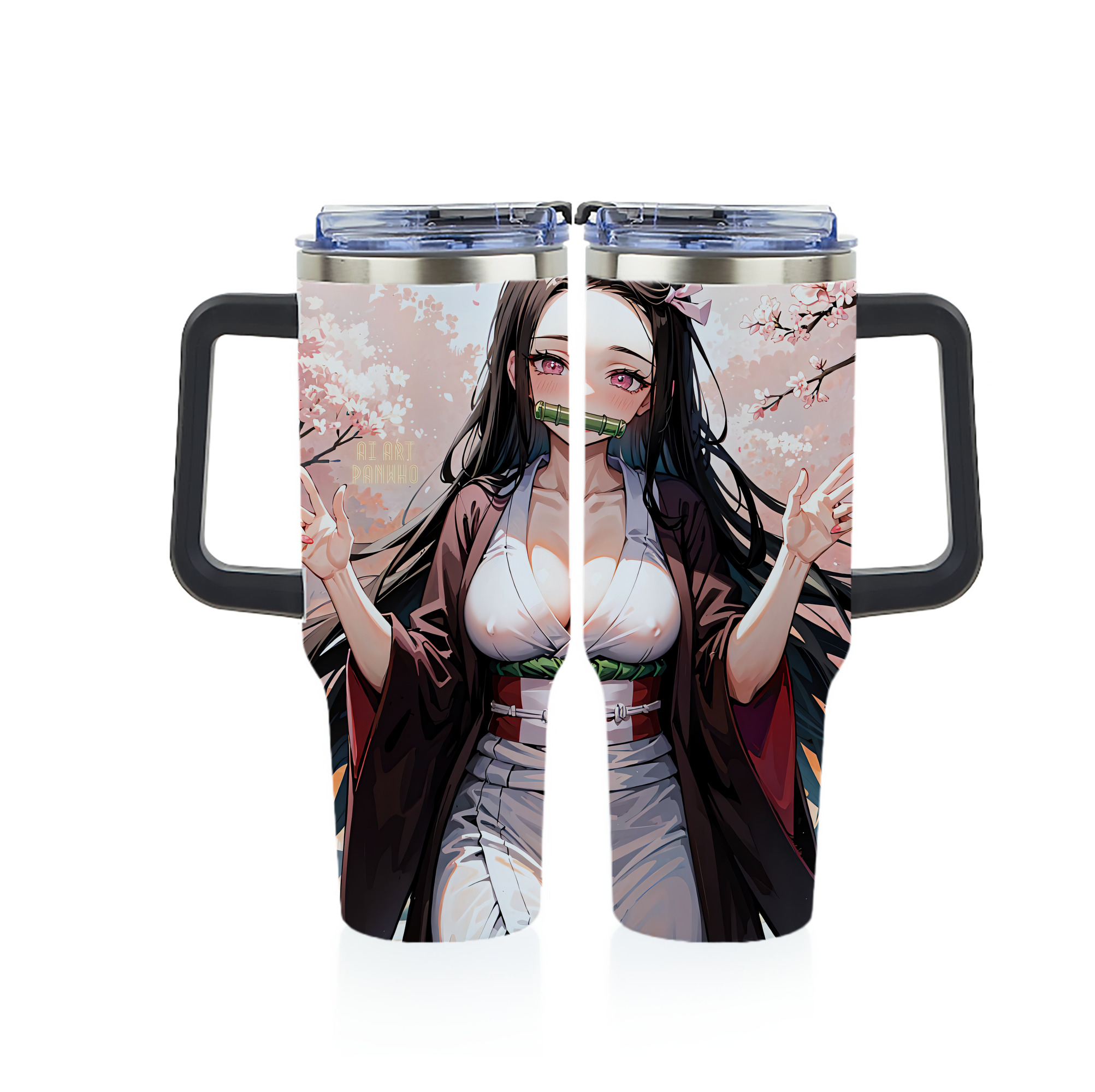 （画像用） 鬼滅の刃（きめつのやいば）竈門 禰󠄀豆子／かまど ねずこ Kamado Nezuko 1200ｍLフルプリント車用タンブラー