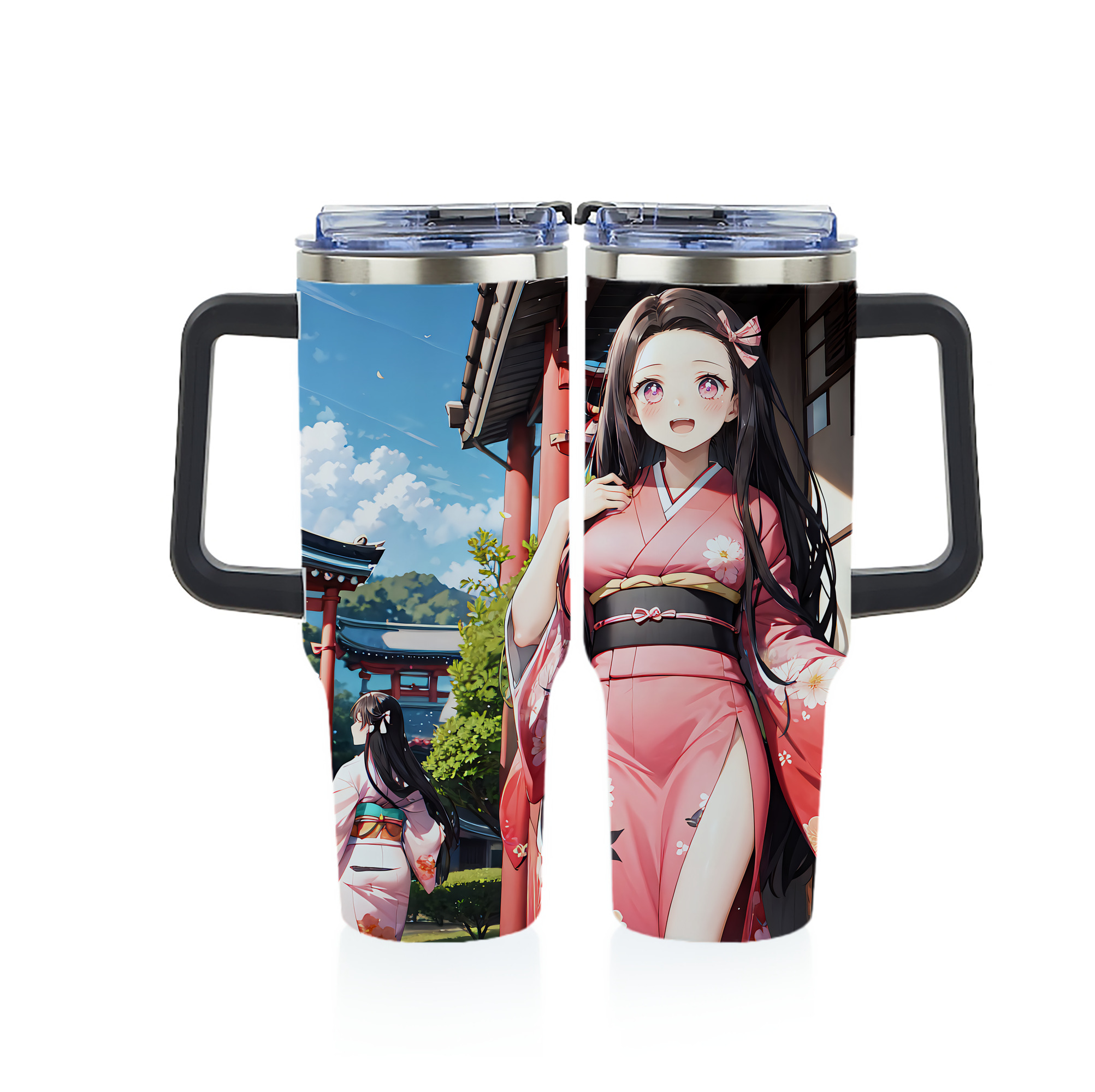 （画像用） 鬼滅の刃（きめつのやいば）竈門 禰󠄀豆子／かまど ねずこ Kamado Nezuko 1200ｍLフルプリント車用タンブラー