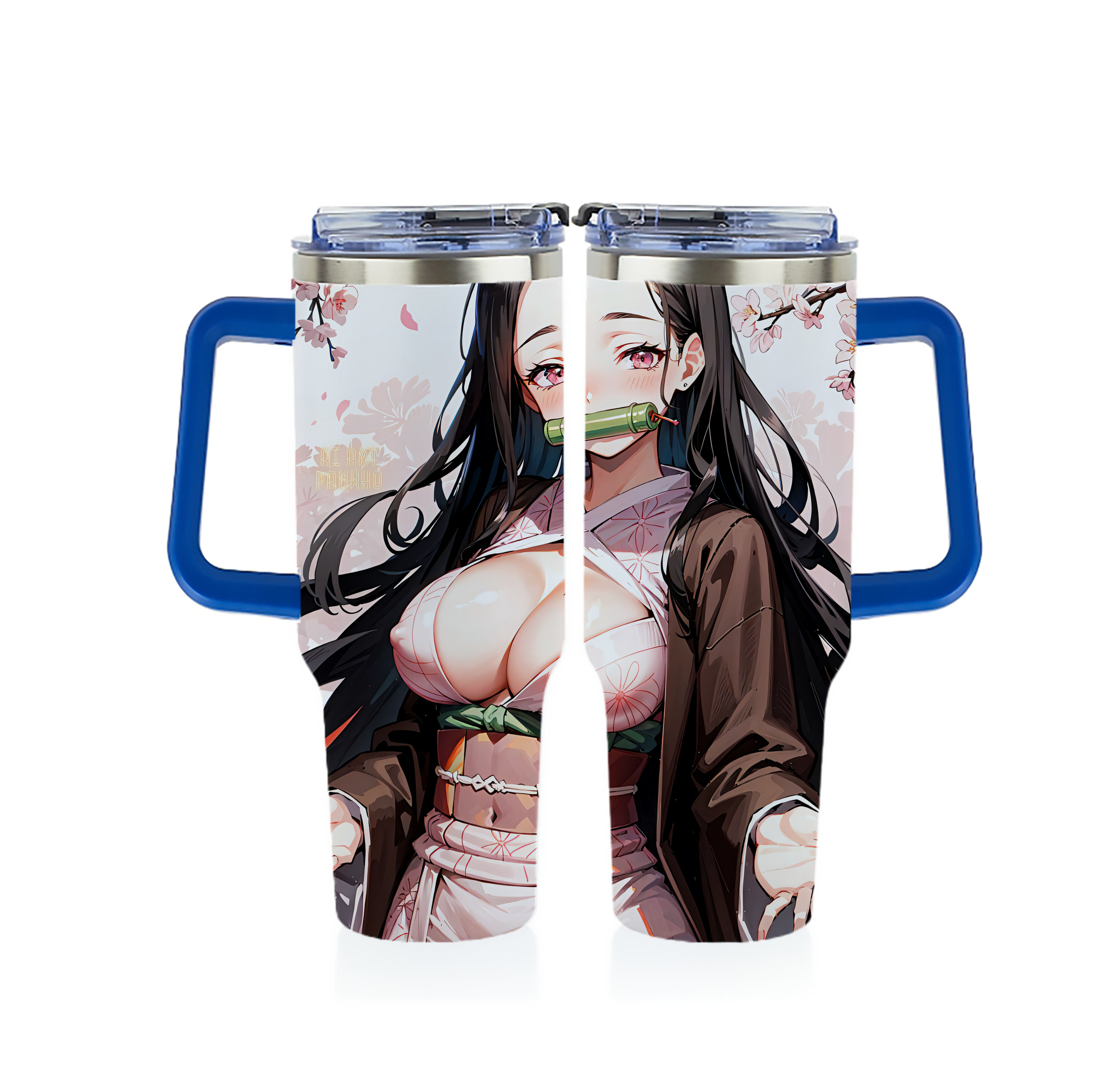 （画像用） 鬼滅の刃（きめつのやいば）竈門 禰󠄀豆子／かまど ねずこ Kamado Nezuko 1200ｍLフルプリント車用タンブラー