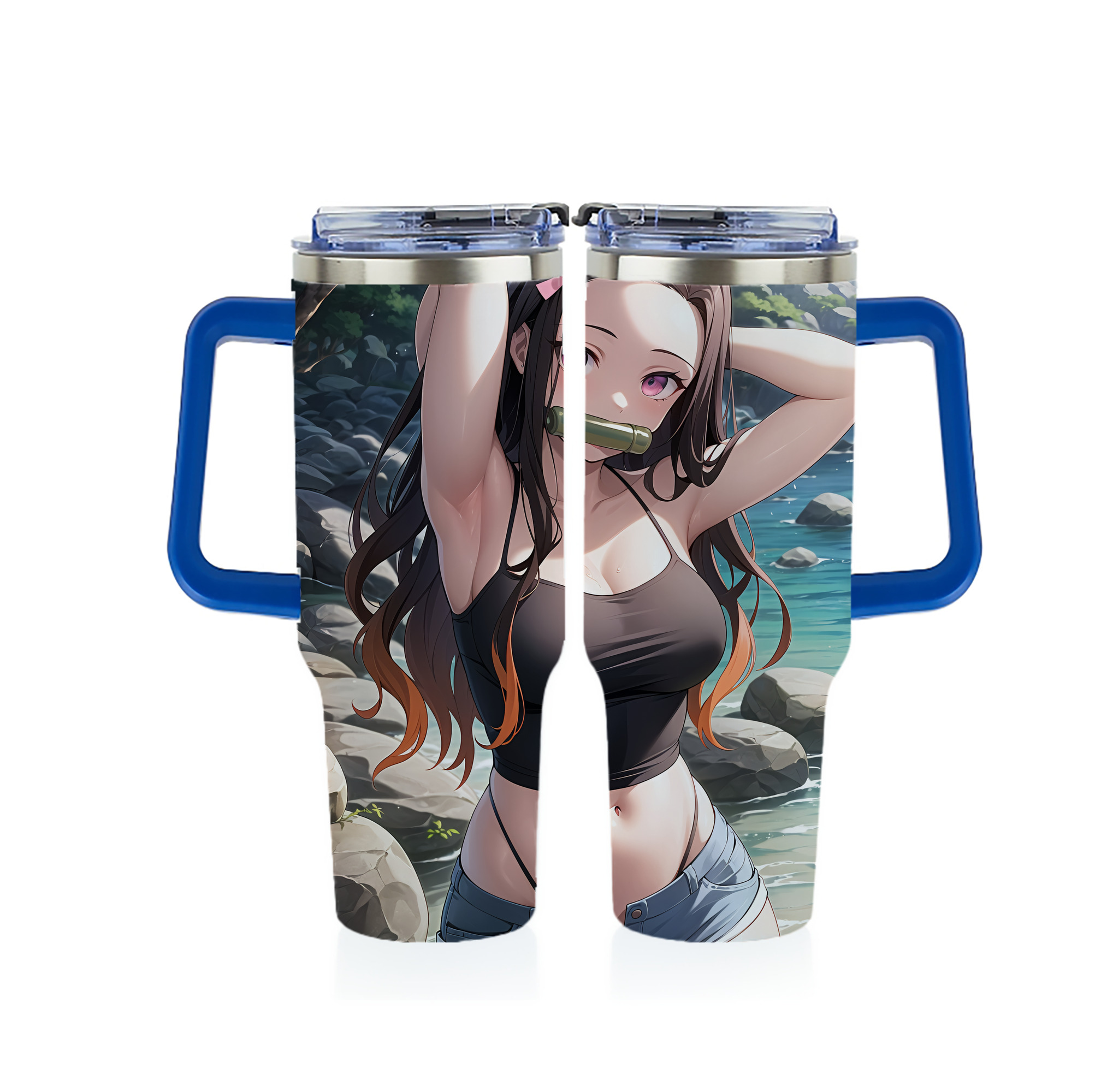 （画像用） 鬼滅の刃（きめつのやいば）竈門 禰󠄀豆子／かまど ねずこ Kamado Nezuko 1200ｍLフルプリント車用タンブラー