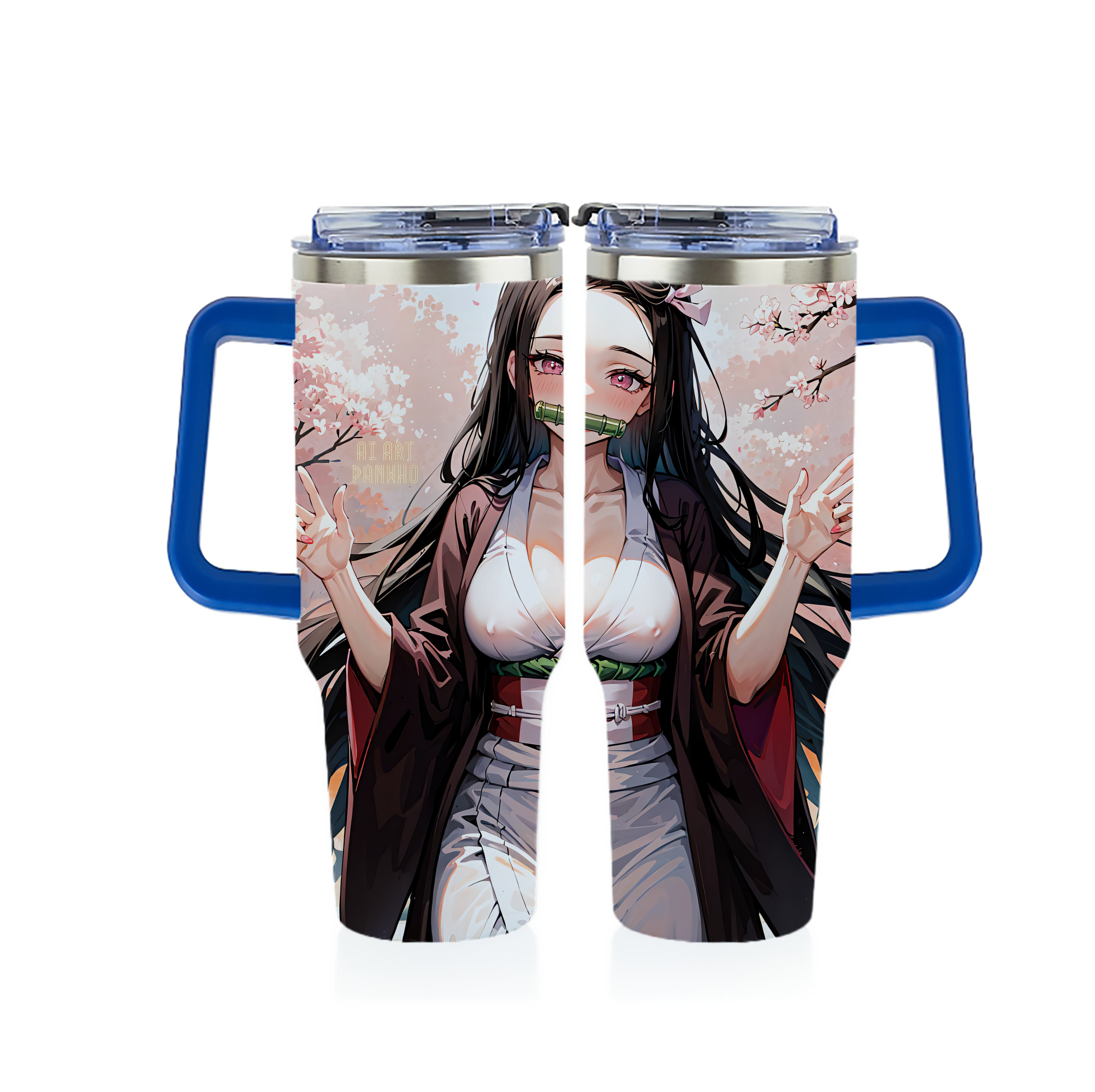 （画像用） 鬼滅の刃（きめつのやいば）竈門 禰󠄀豆子／かまど ねずこ Kamado Nezuko 1200ｍLフルプリント車用タンブラー