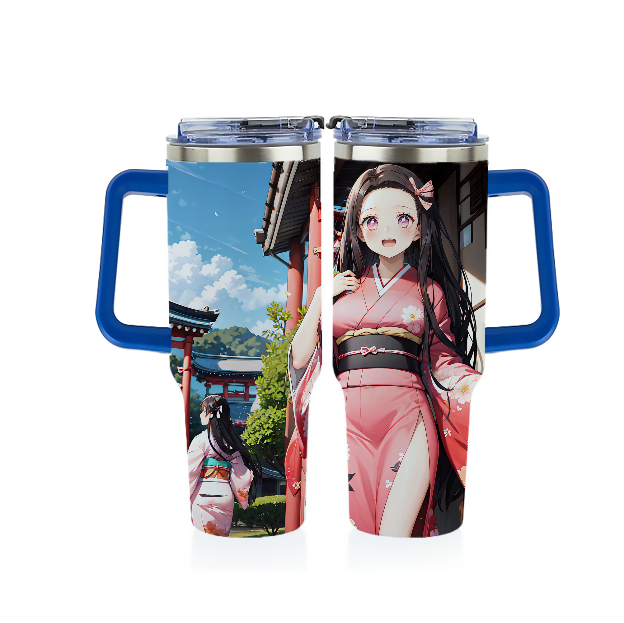 （画像用） 鬼滅の刃（きめつのやいば）竈門 禰󠄀豆子／かまど ねずこ Kamado Nezuko 1200ｍLフルプリント車用タンブラー