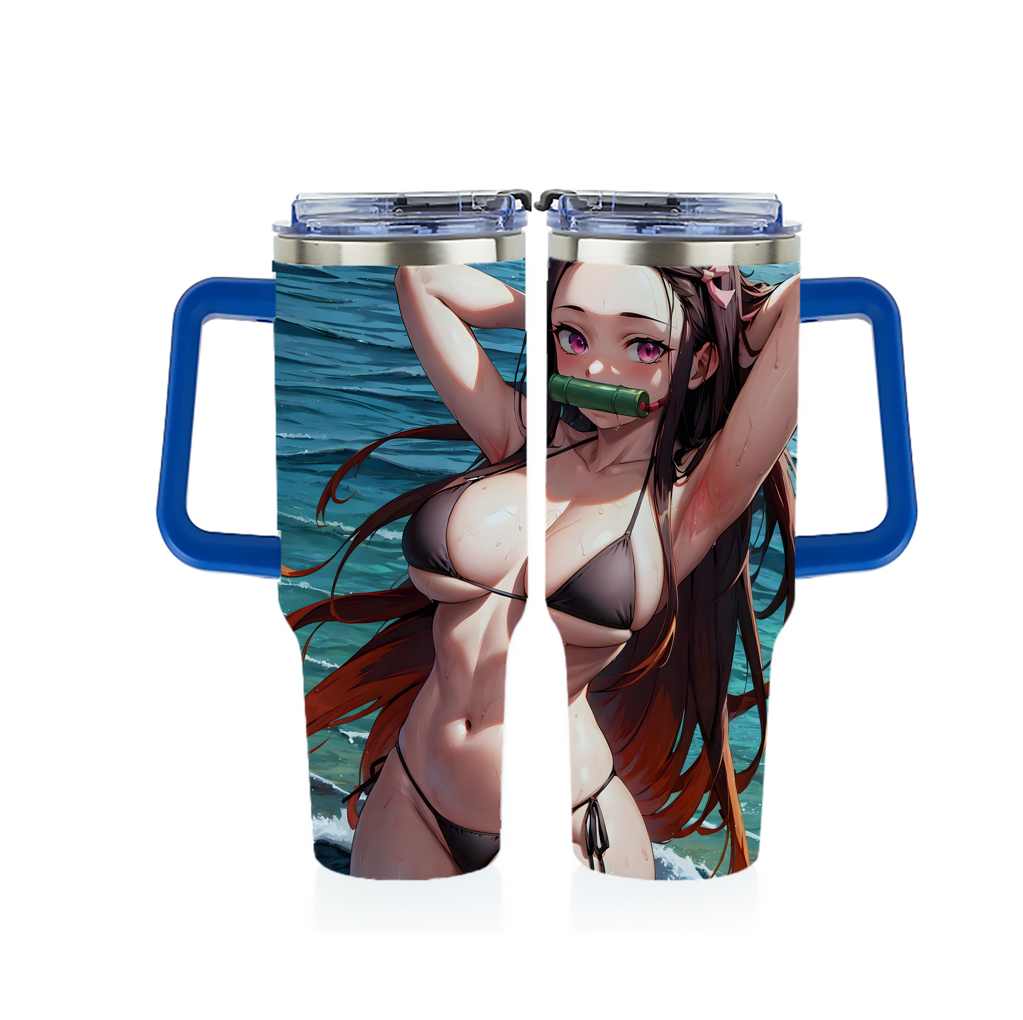 （画像用） 鬼滅の刃（きめつのやいば）竈門 禰󠄀豆子／かまど ねずこ Kamado Nezuko 1200ｍLフルプリント車用タンブラー