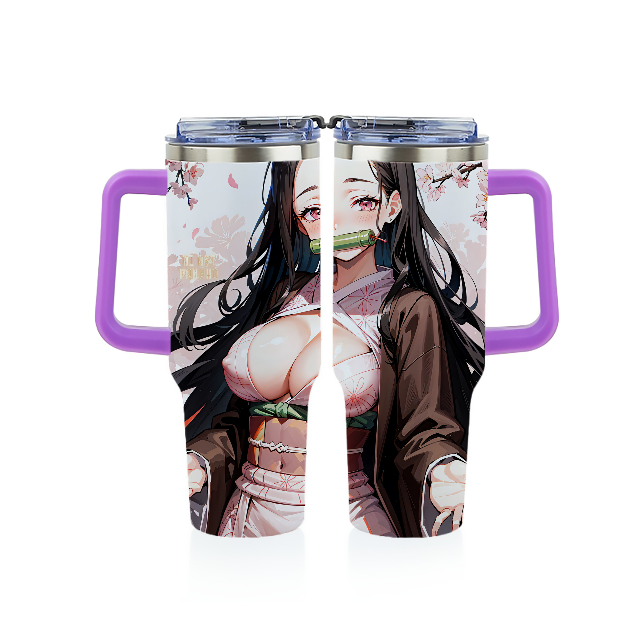 （画像用） 鬼滅の刃（きめつのやいば）竈門 禰󠄀豆子／かまど ねずこ Kamado Nezuko 1200ｍLフルプリント車用タンブラー