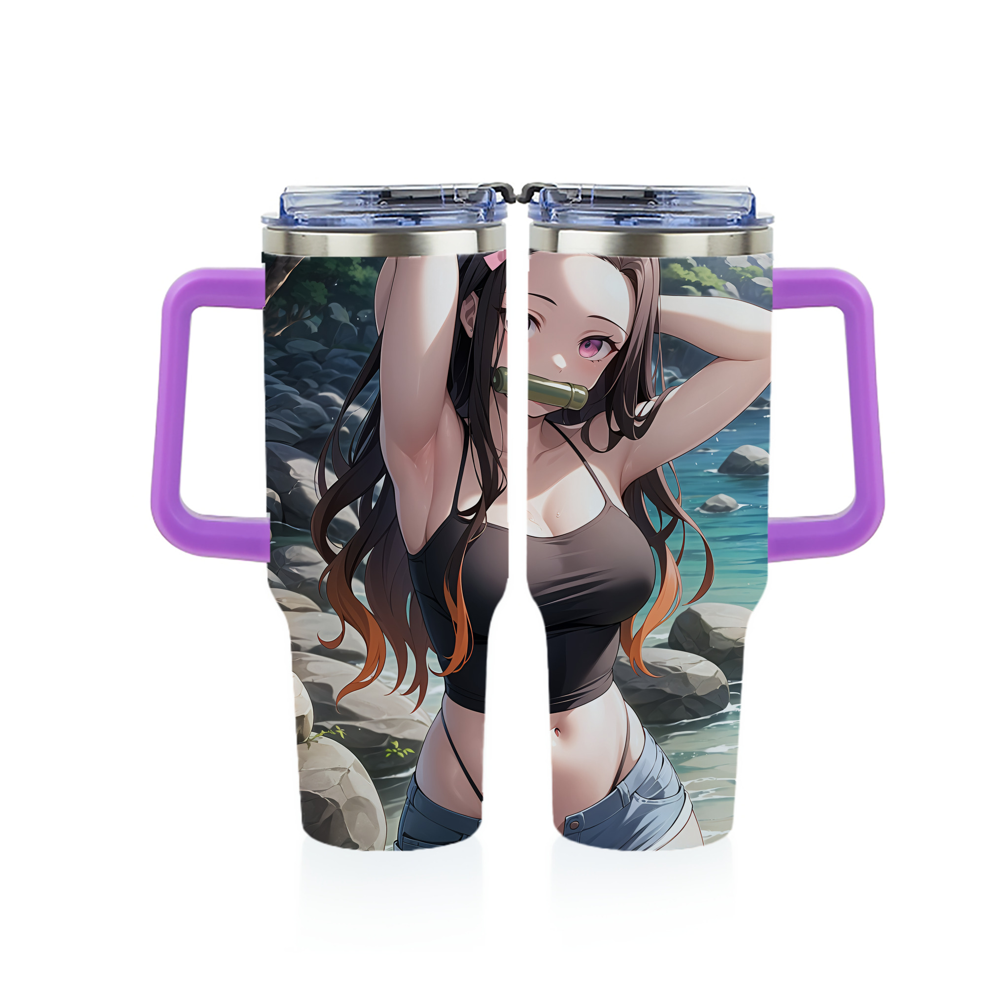 （画像用） 鬼滅の刃（きめつのやいば）竈門 禰󠄀豆子／かまど ねずこ Kamado Nezuko 1200ｍLフルプリント車用タンブラー