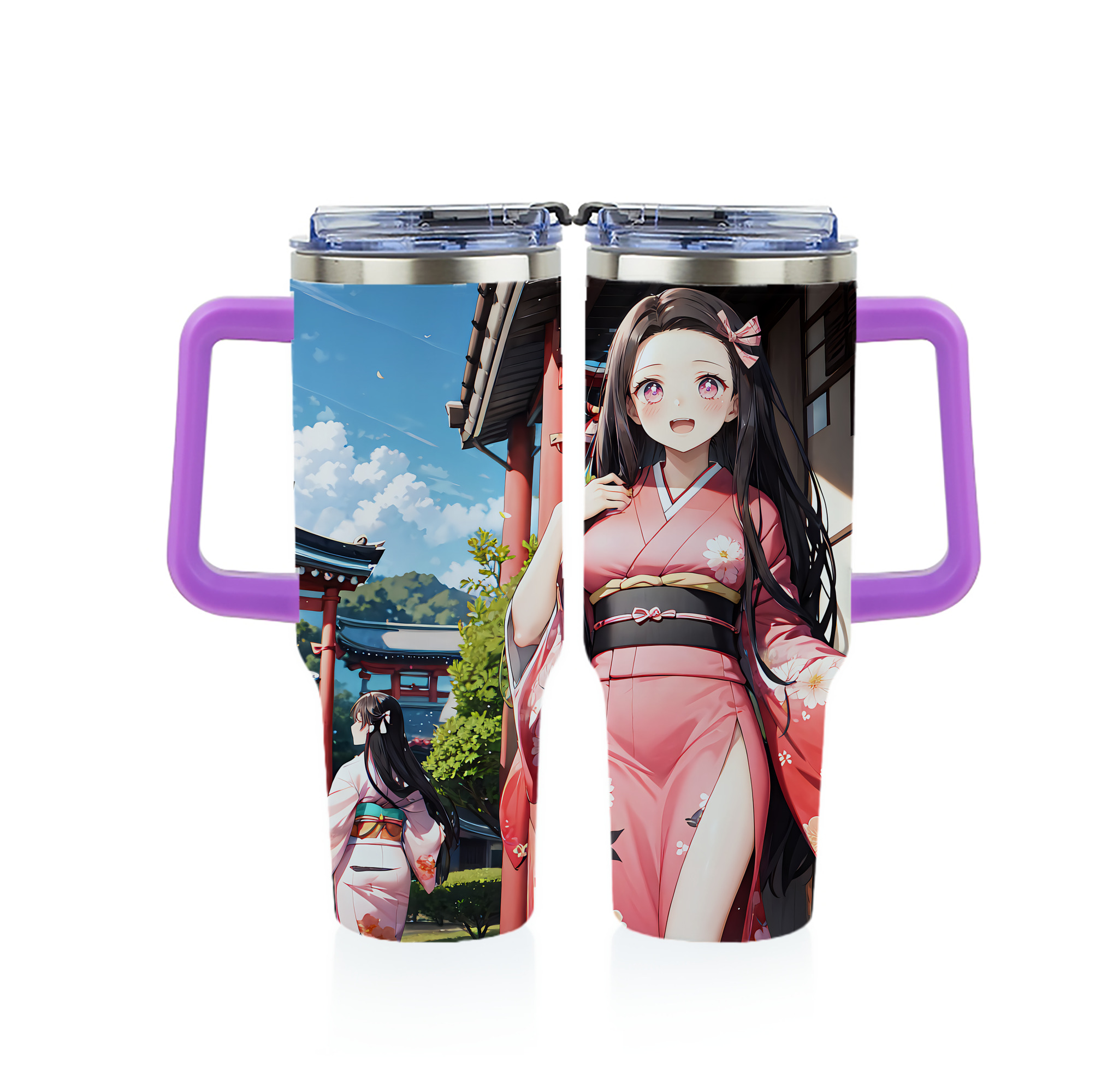 （画像用） 鬼滅の刃（きめつのやいば）竈門 禰󠄀豆子／かまど ねずこ Kamado Nezuko 1200ｍLフルプリント車用タンブラー