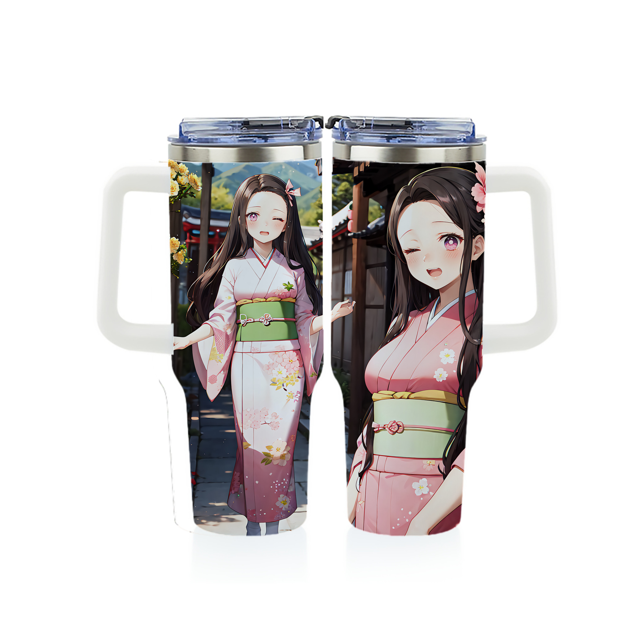 （画像用） 鬼滅の刃（きめつのやいば）竈門 禰󠄀豆子／かまど ねずこ Kamado Nezuko 1200ｍLフルプリント車用タンブラー