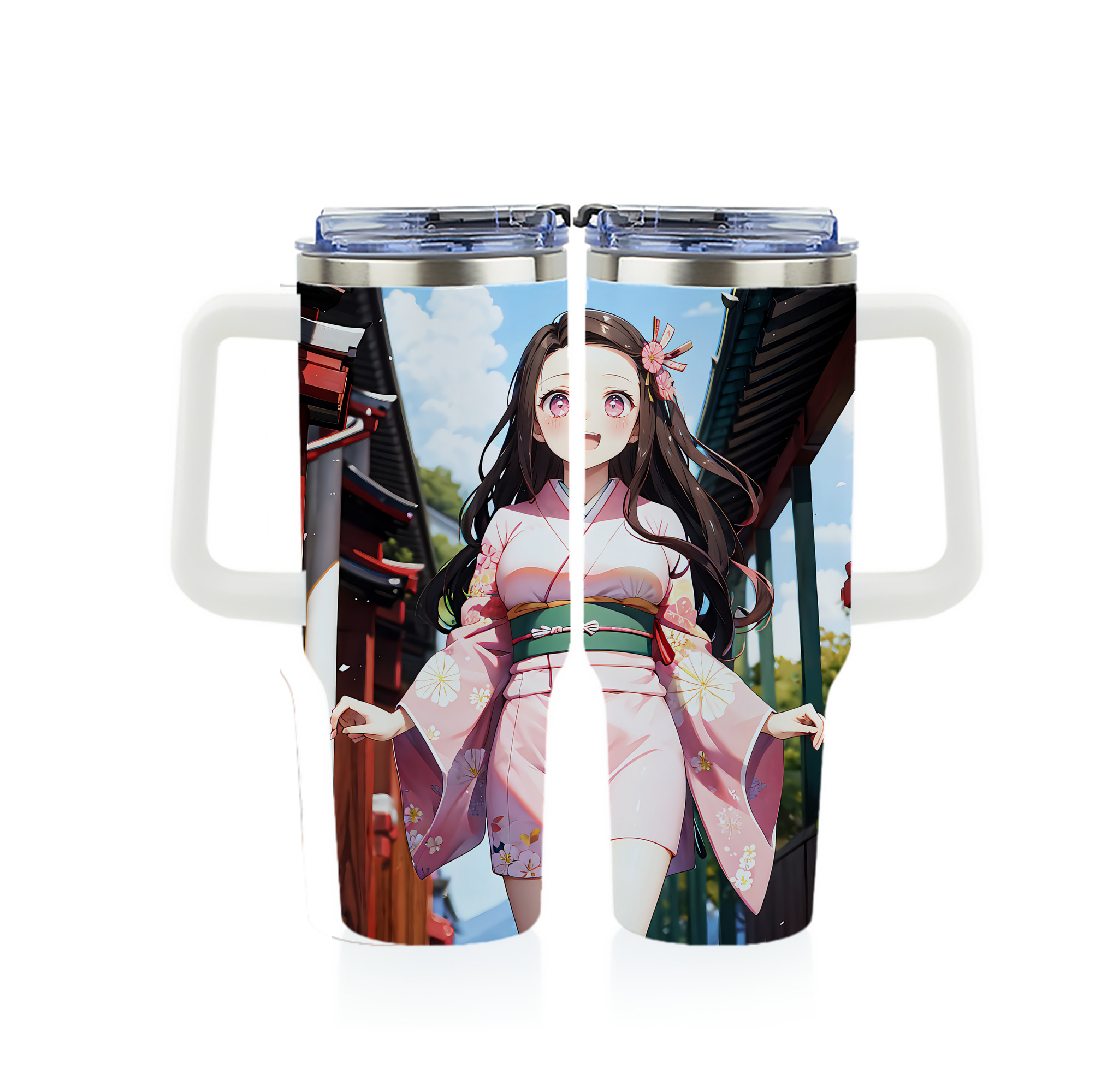 （画像用） 鬼滅の刃（きめつのやいば）竈門 禰󠄀豆子／かまど ねずこ Kamado Nezuko 1200ｍLフルプリント車用タンブラー