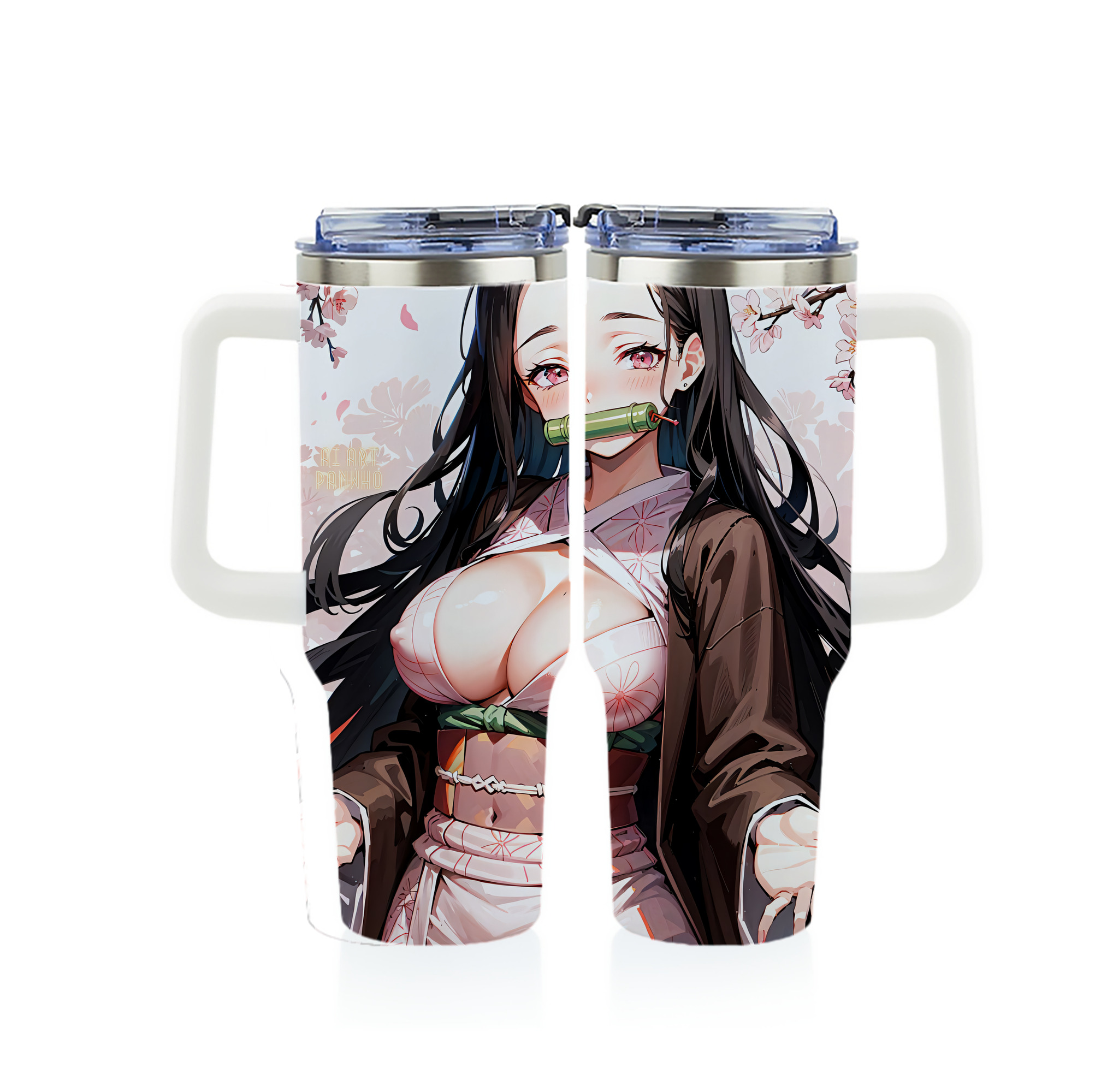 （画像用） 鬼滅の刃（きめつのやいば）竈門 禰󠄀豆子／かまど ねずこ Kamado Nezuko 1200ｍLフルプリント車用タンブラー