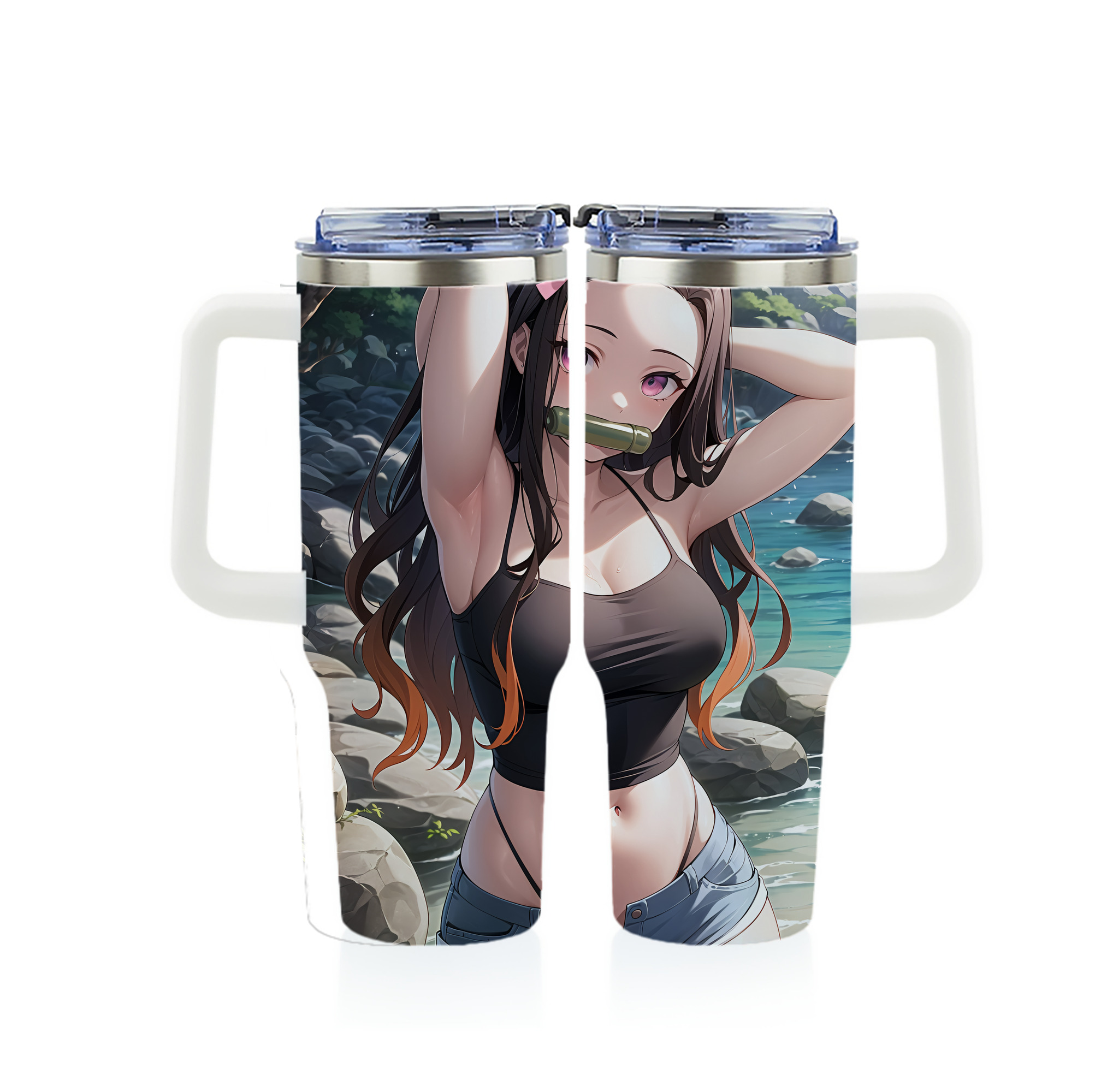 （画像用） 鬼滅の刃（きめつのやいば）竈門 禰󠄀豆子／かまど ねずこ Kamado Nezuko 1200ｍLフルプリント車用タンブラー