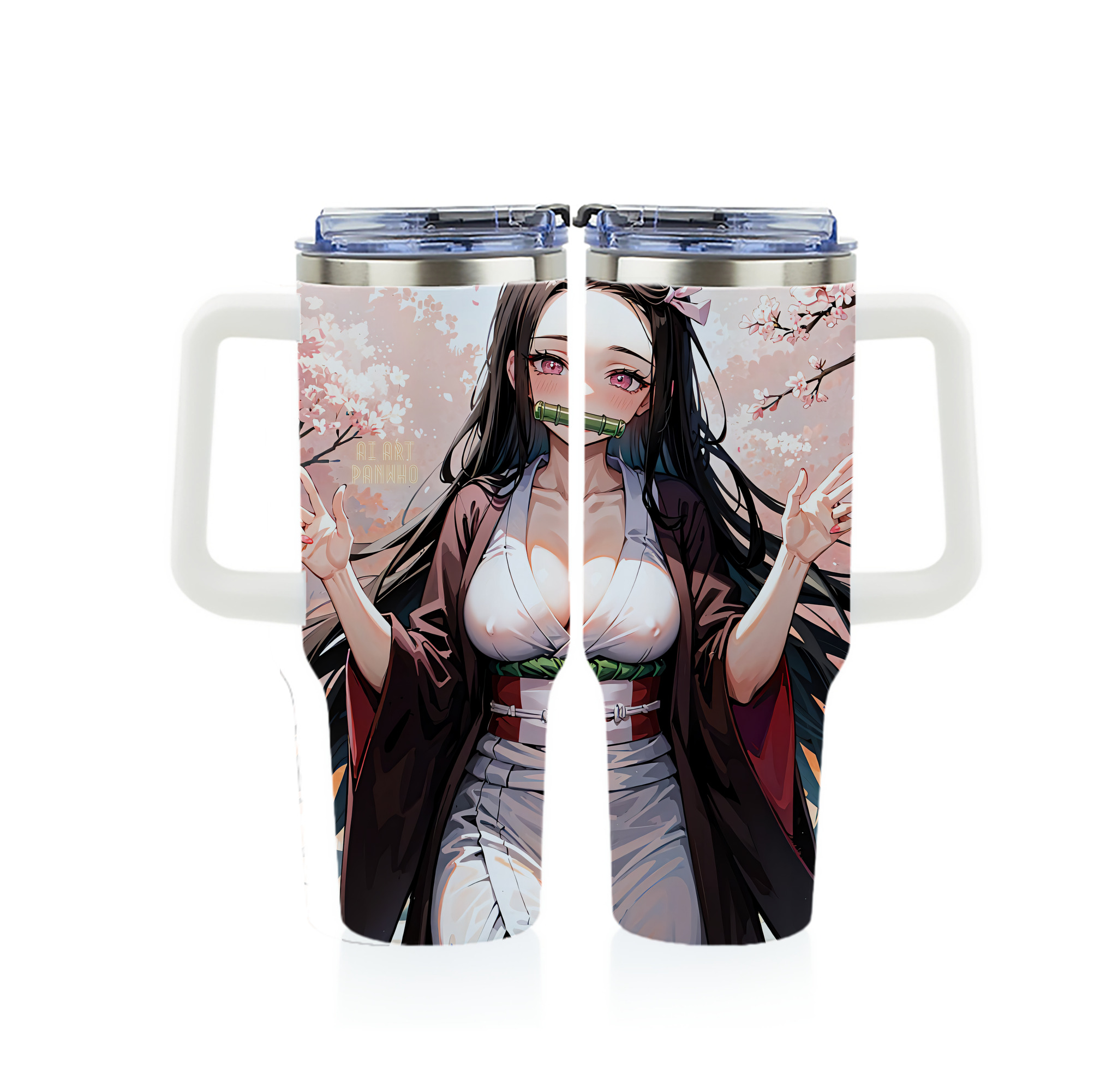 （画像用） 鬼滅の刃（きめつのやいば）竈門 禰󠄀豆子／かまど ねずこ Kamado Nezuko 1200ｍLフルプリント車用タンブラー
