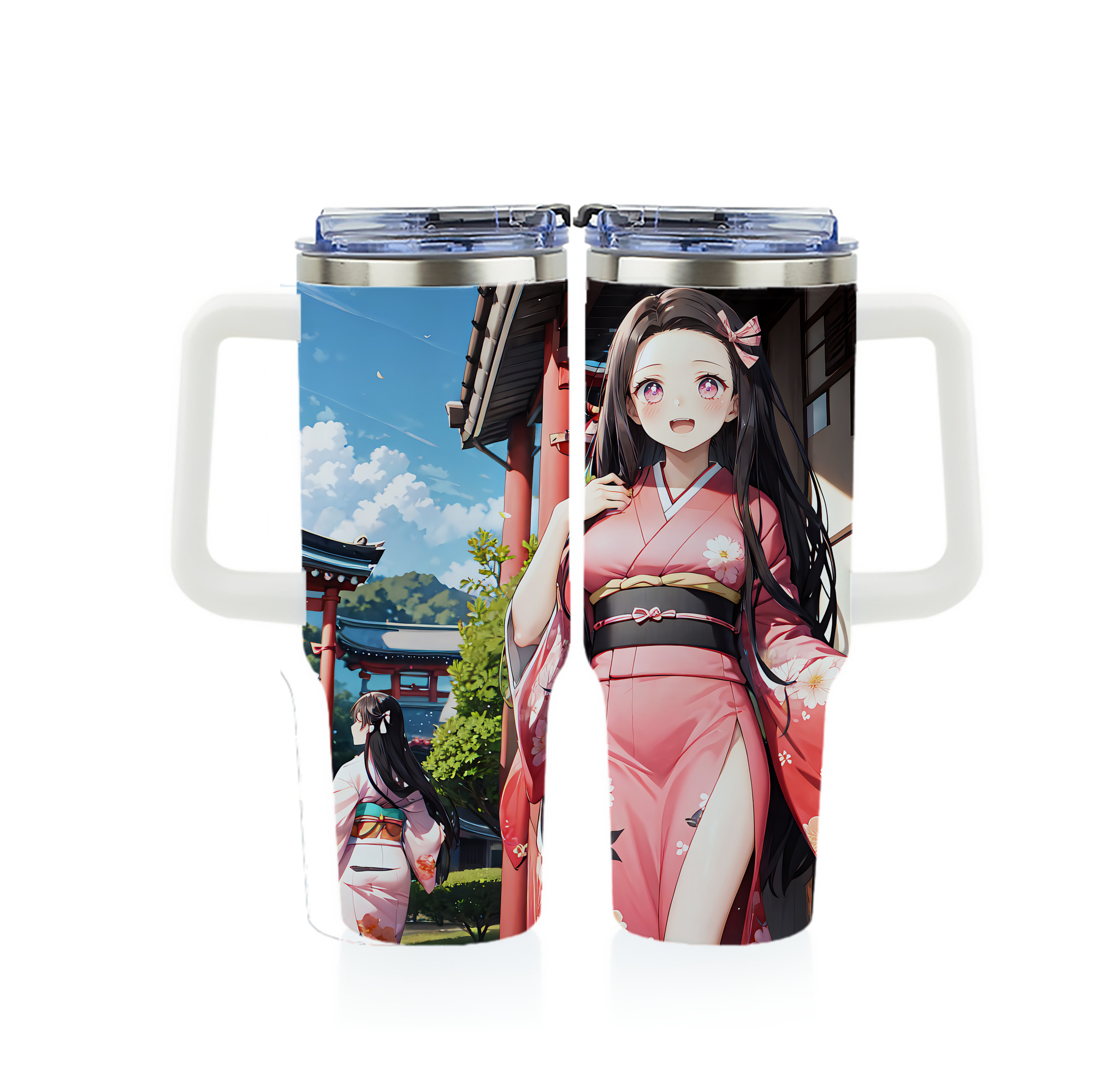 （画像用） 鬼滅の刃（きめつのやいば）竈門 禰󠄀豆子／かまど ねずこ Kamado Nezuko 1200ｍLフルプリント車用タンブラー