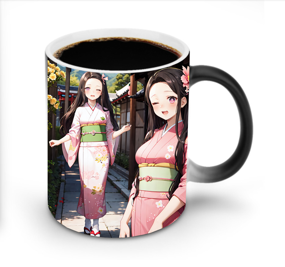 （画像用） 鬼滅の刃（きめつのやいば）竈門 禰󠄀豆子／かまど ねずこ Kamado Nezuko 温度変色マグカップ