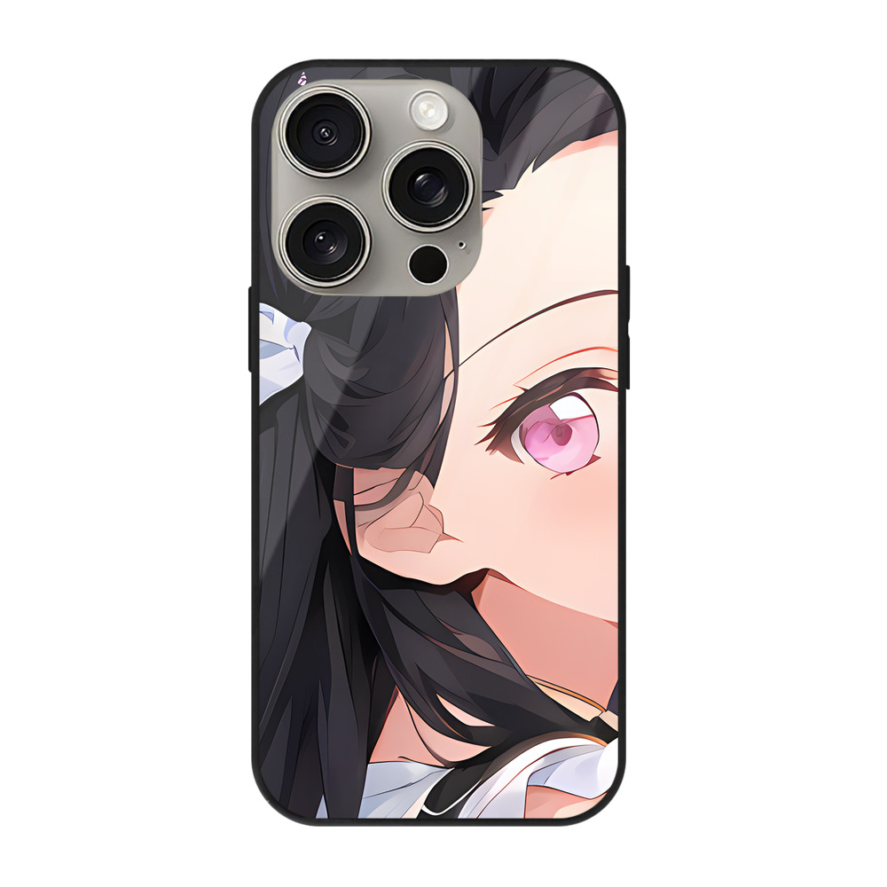 （画像用） 鬼滅の刃（きめつのやいば）竈門 禰󠄀豆子／かまど ねずこ Kamado Nezuko 【iPhone15Pro対応】スマホケース 耐衝撃＆黄変防止 背面ガラス
