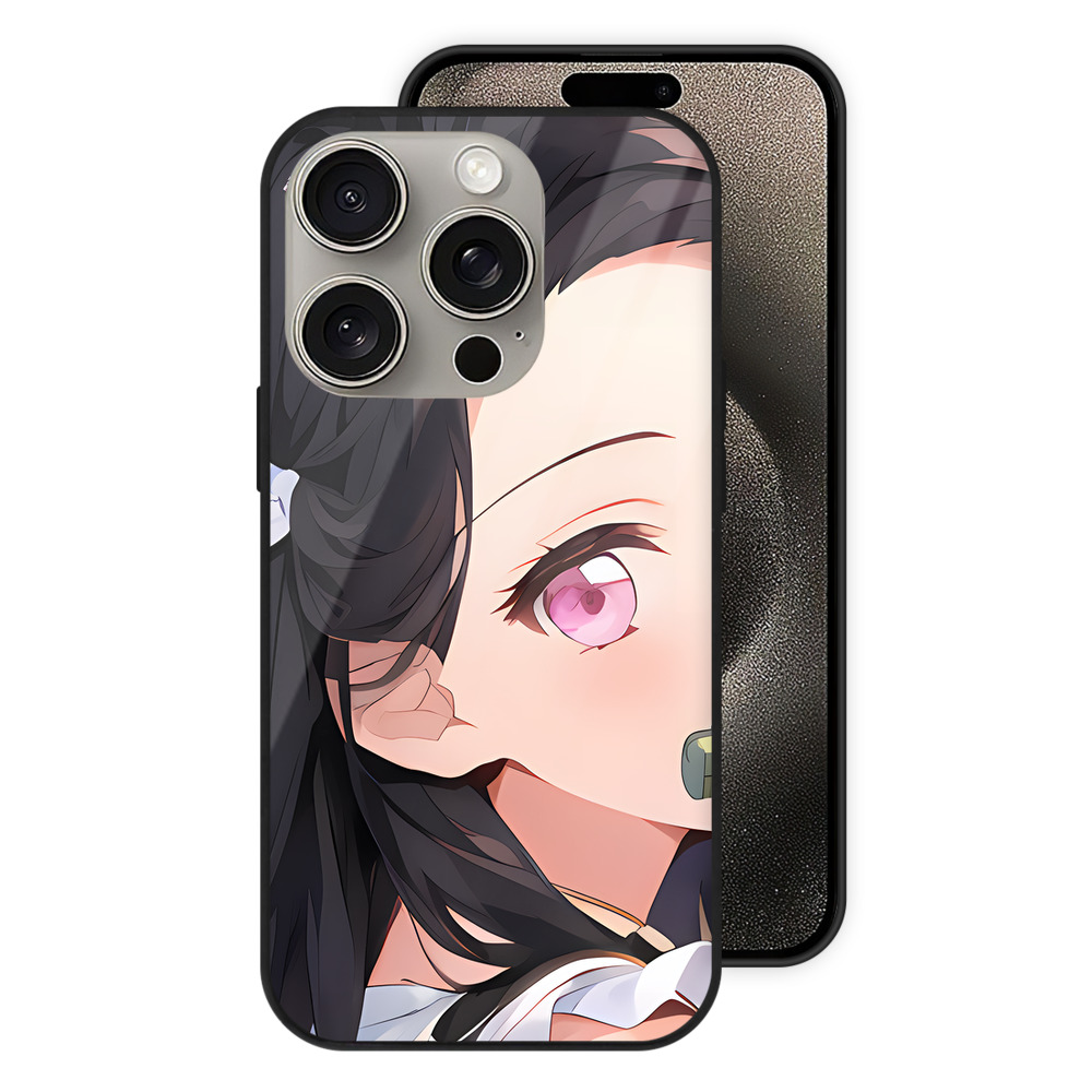 （画像用） 鬼滅の刃（きめつのやいば）竈門 禰󠄀豆子／かまど ねずこ Kamado Nezuko 【iPhone15Pro対応】スマホケース 耐衝撃＆黄変防止 背面ガラス
