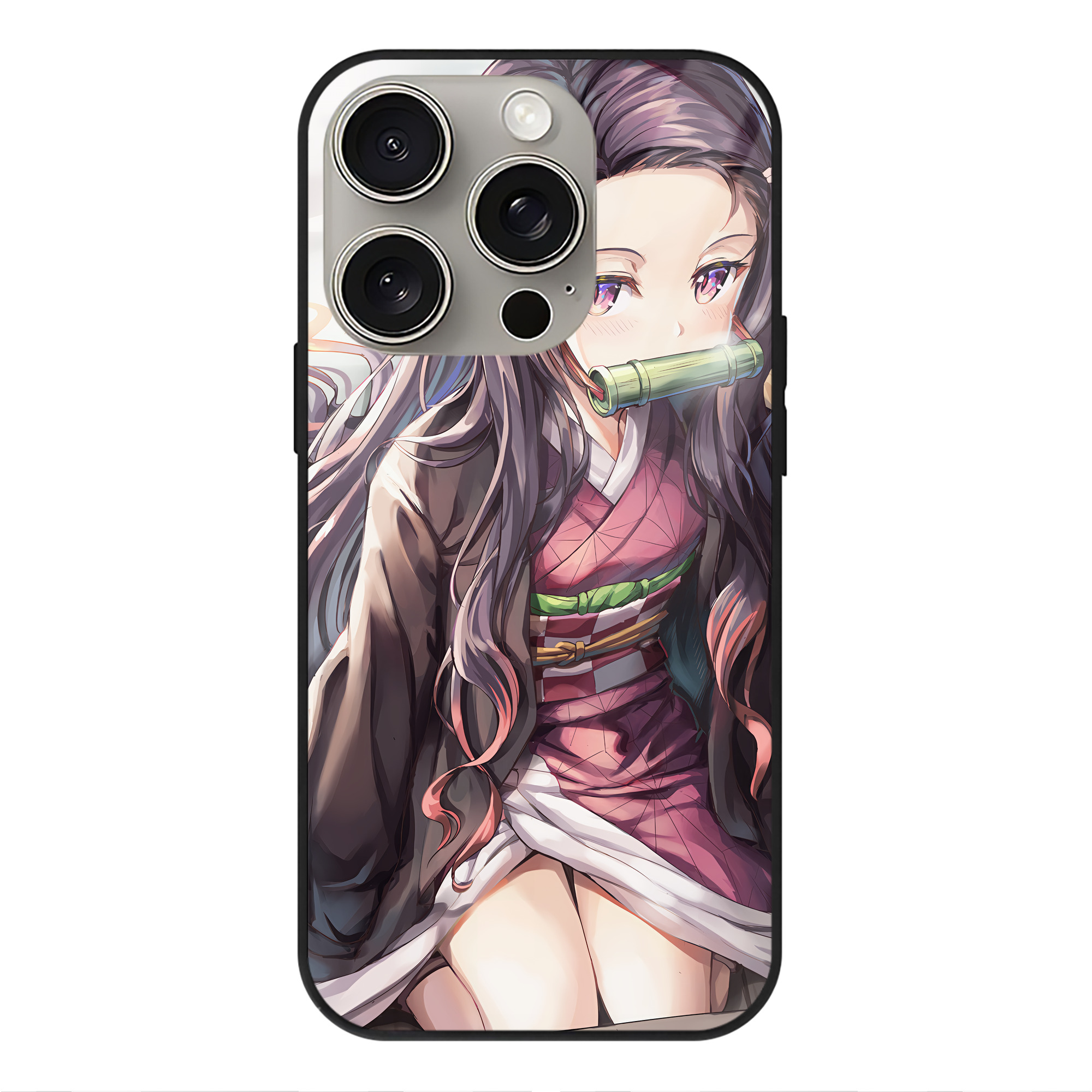 （画像用） 鬼滅の刃（きめつのやいば）竈門 禰󠄀豆子／かまど ねずこ Kamado Nezuko 【iPhone15Pro対応】スマホケース 耐衝撃＆黄変防止 背面ガラス