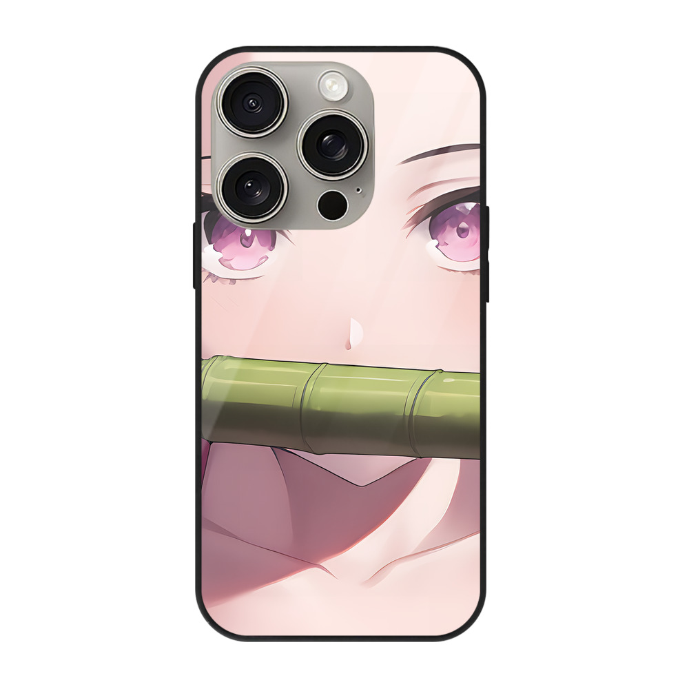 （画像用） 鬼滅の刃（きめつのやいば）竈門 禰󠄀豆子／かまど ねずこ Kamado Nezuko 【iPhone15Pro対応】スマホケース 耐衝撃＆黄変防止 背面ガラス